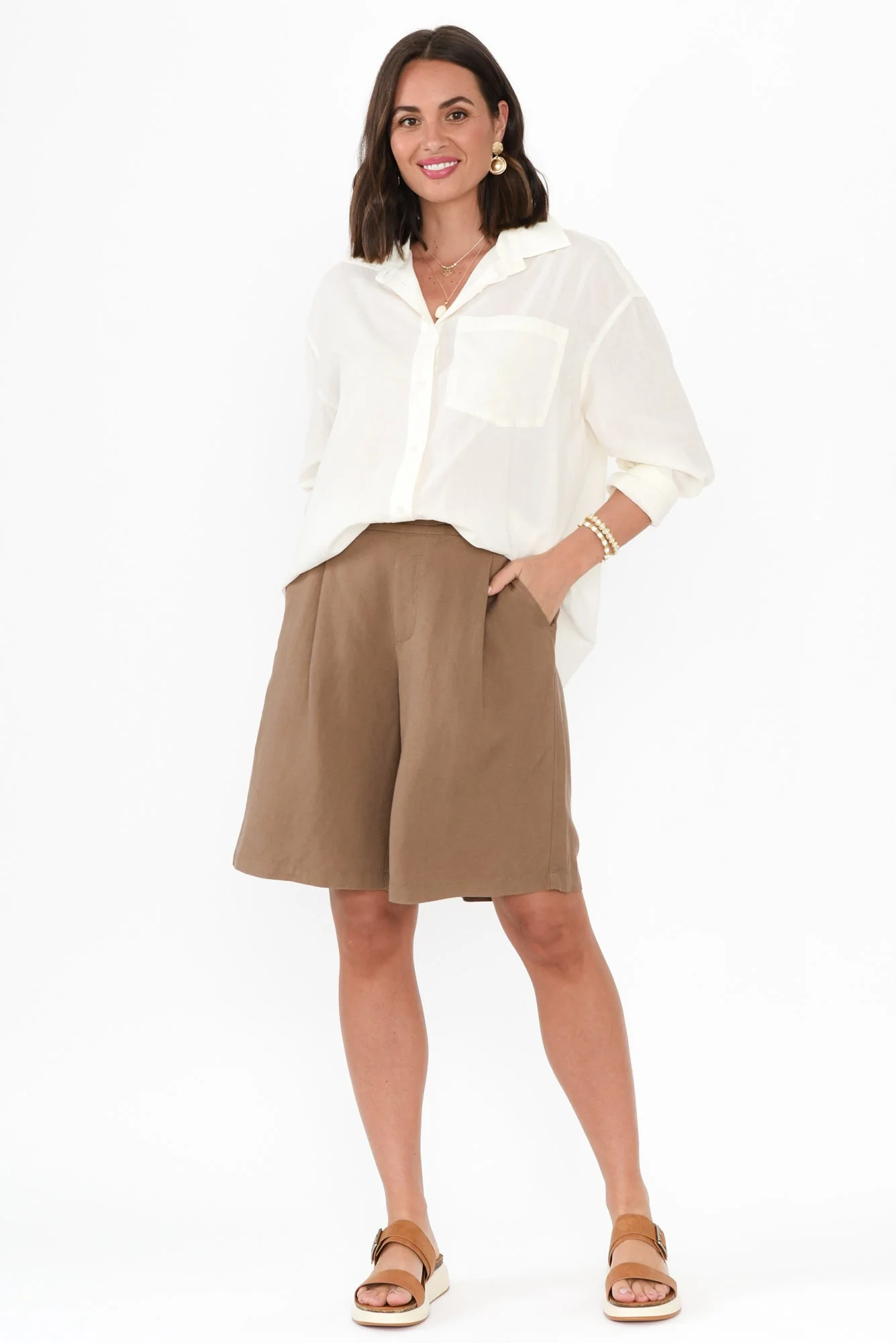 Minette Mocha Pocket Shorts - Image 2