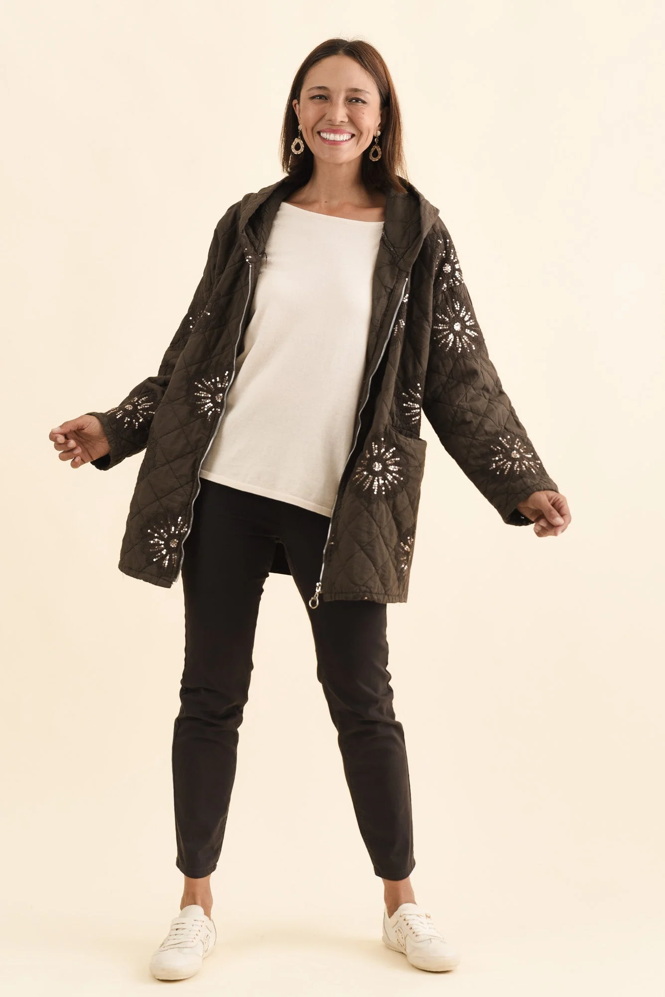 Mintaro Chocolate Sequin Quilted Jacket - Image 2
