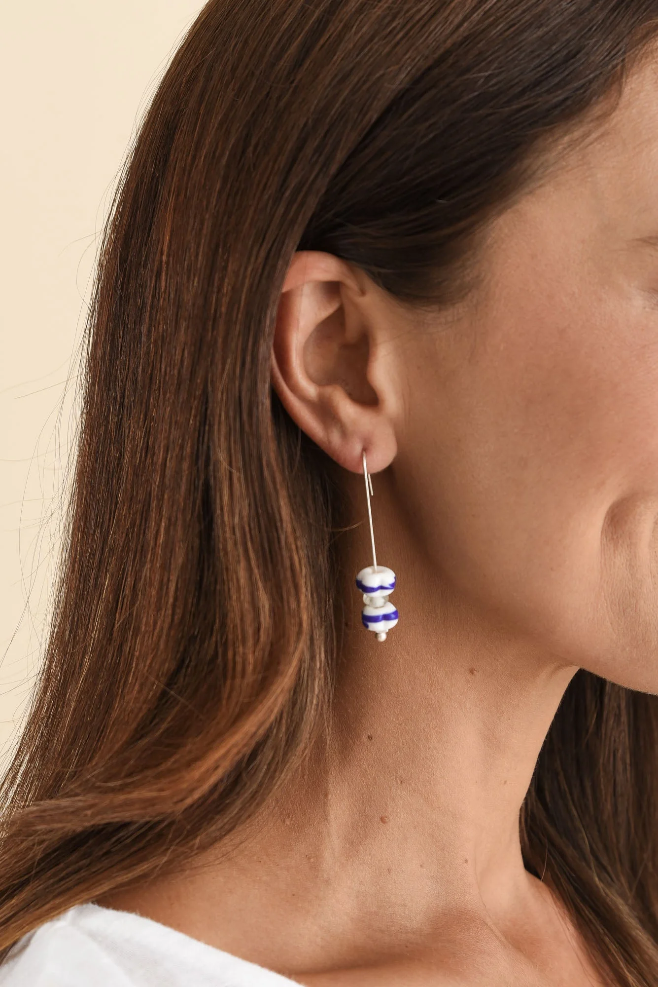 Mira Blue Glass Beaded Hook Earrings - Image 2