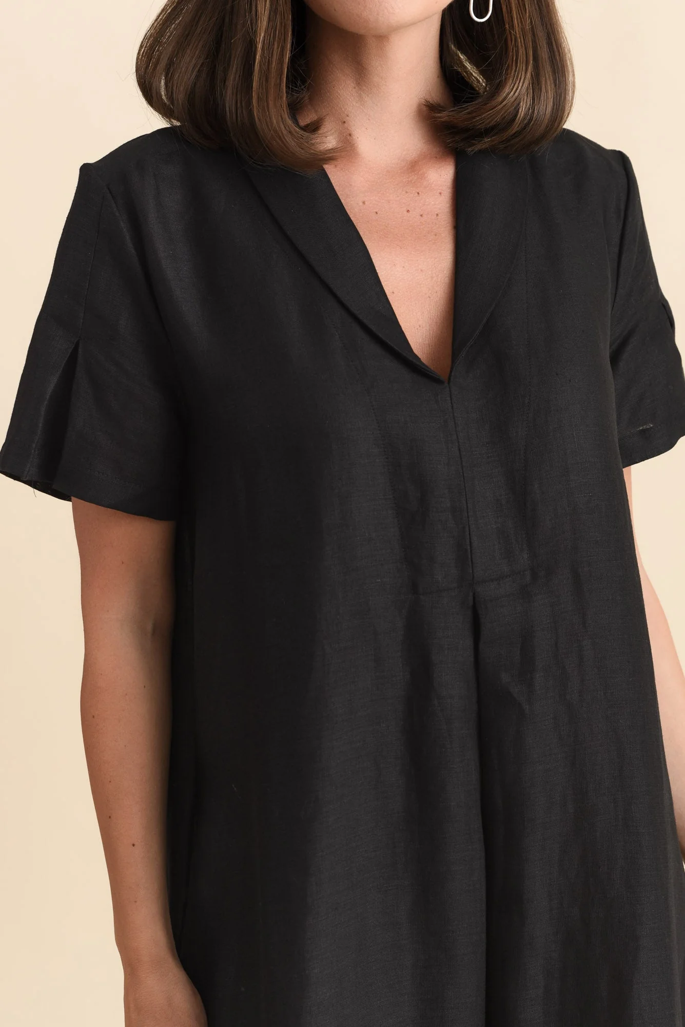 Miranda Black Linen Collared Dress - Image 5