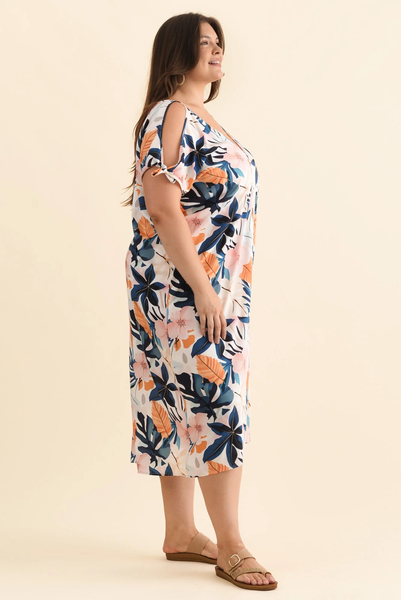 Miranda Navy Garden Cold Shoulder Kaftan - Image 9