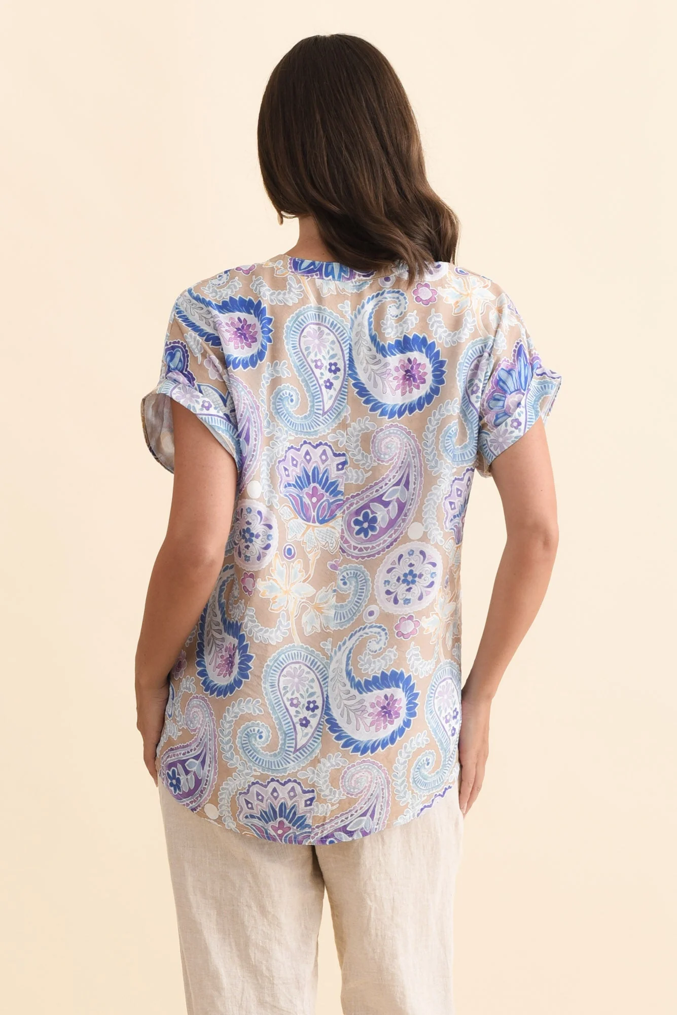 Miray Blue Floral Button Top - Image 4