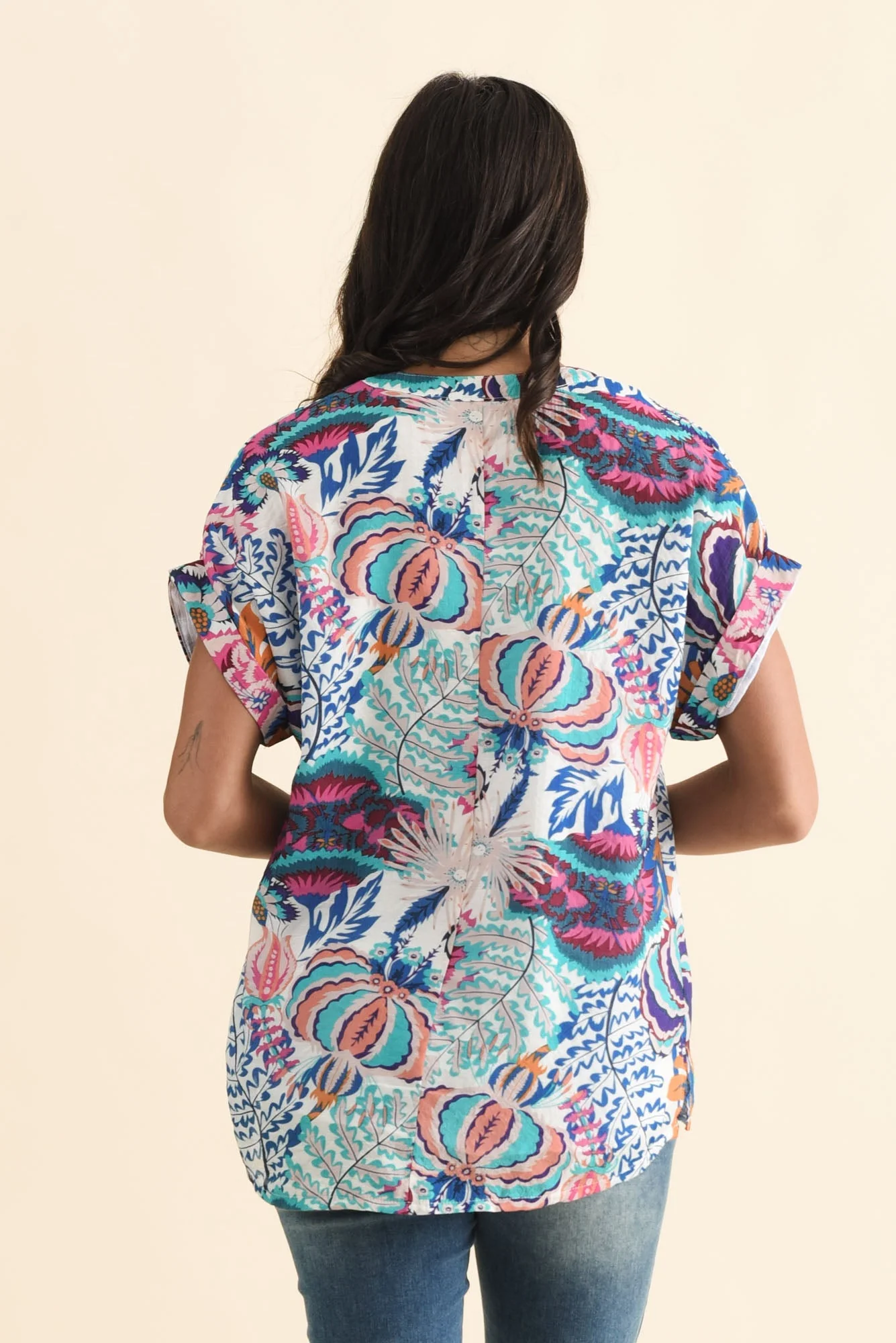 Miray Blue Garden Button Top - Image 4
