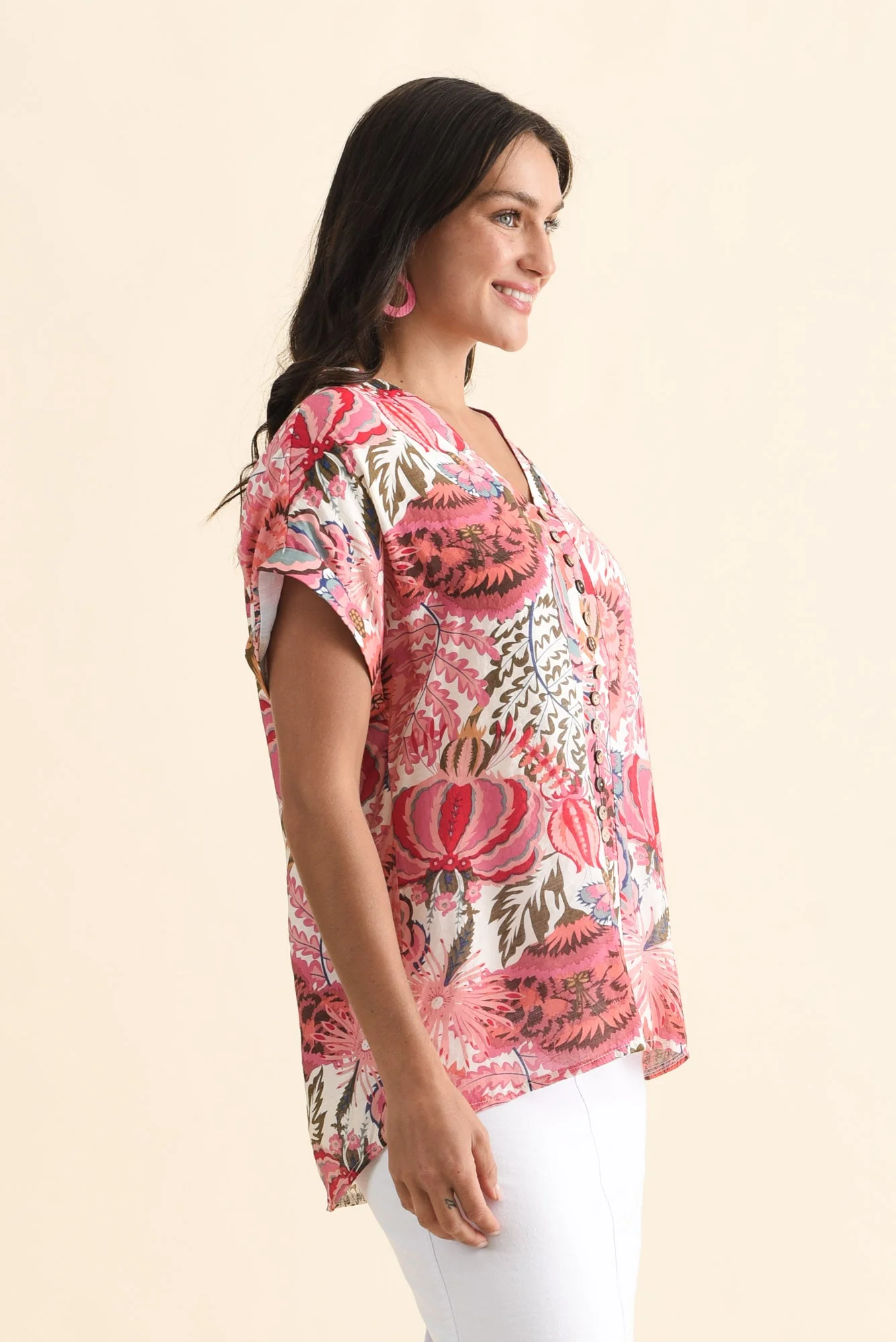 Miray Pink Garden Button Top - Image 3