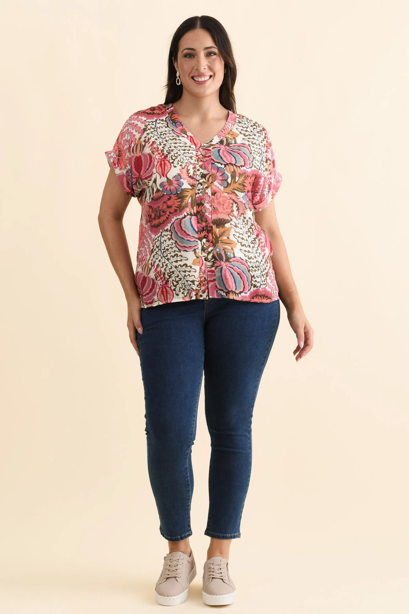 Miray Pink Garden Button Top - Image 8
