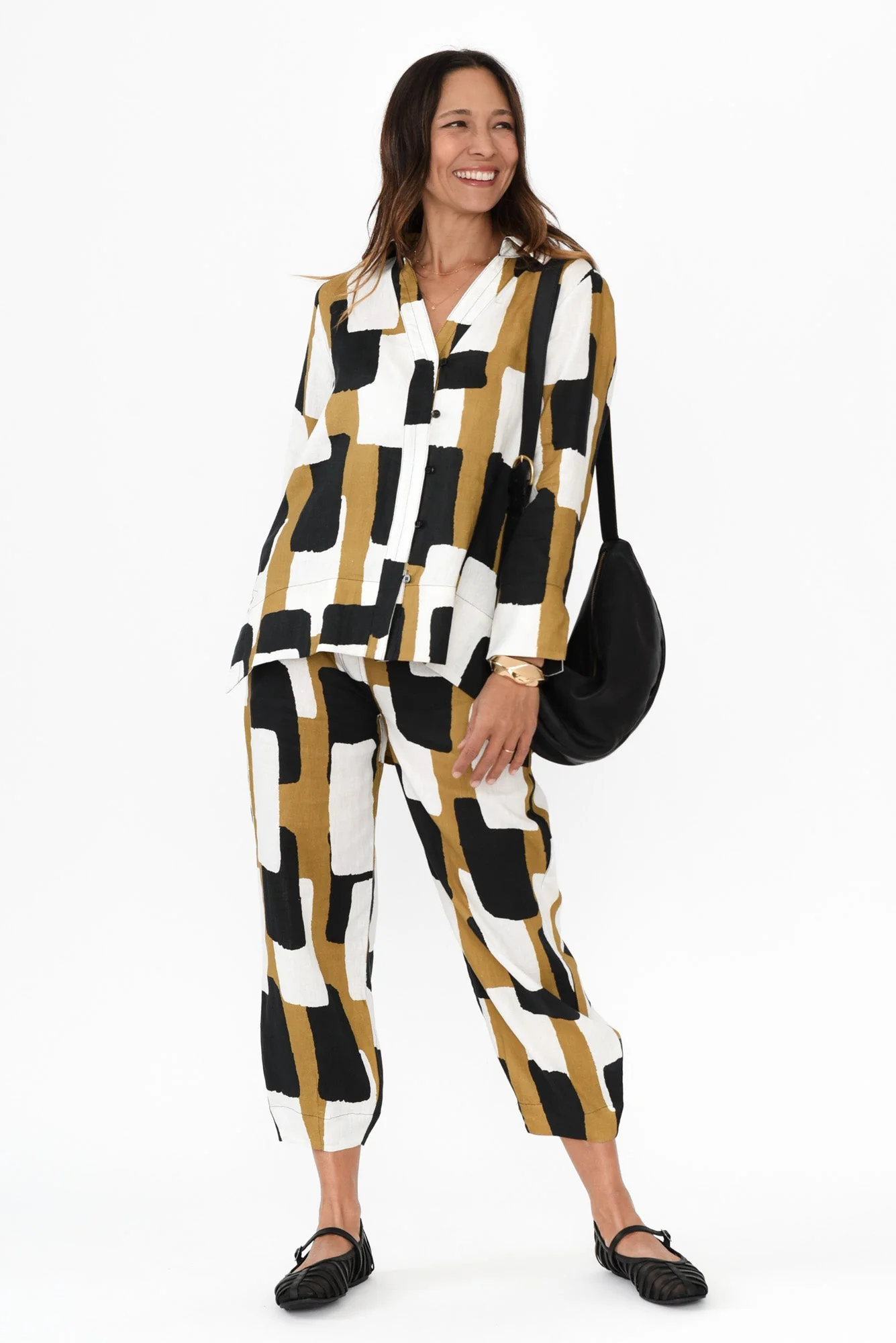 Miriam Yellow Geo Linen Tunic - Image 2