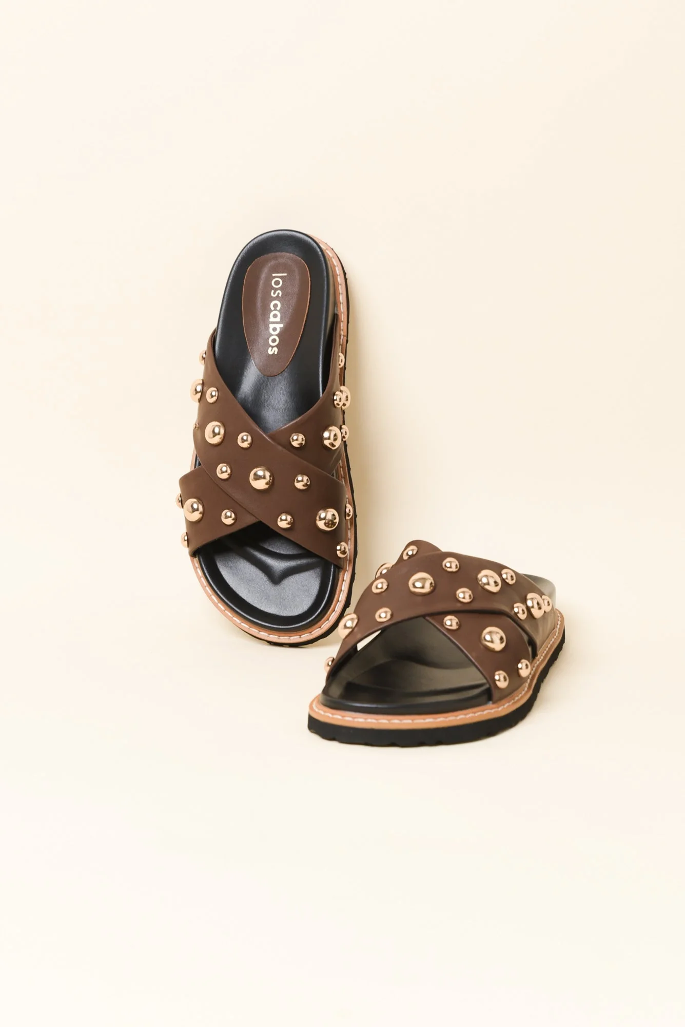 Mode Brown Studded Slide - Image 2