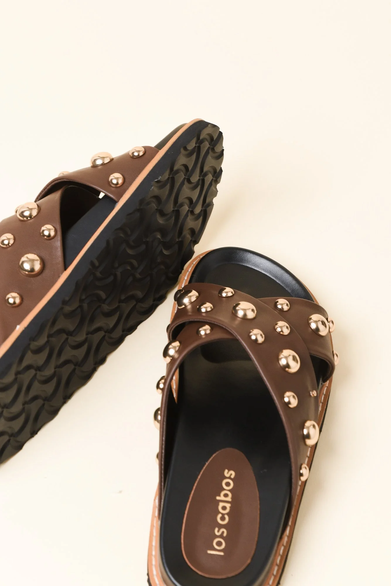 Mode Brown Studded Slide - Image 3