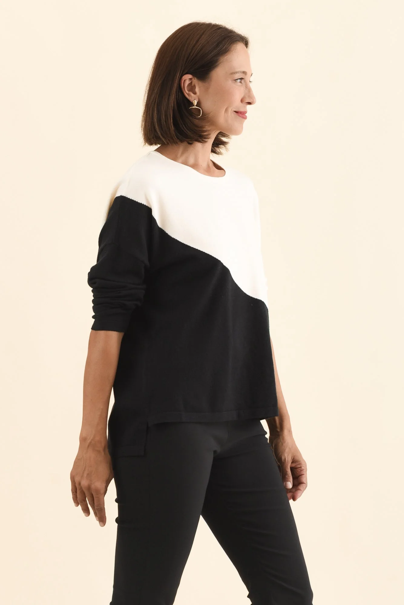 Mona Black Splice Knit Sweater - Image 3
