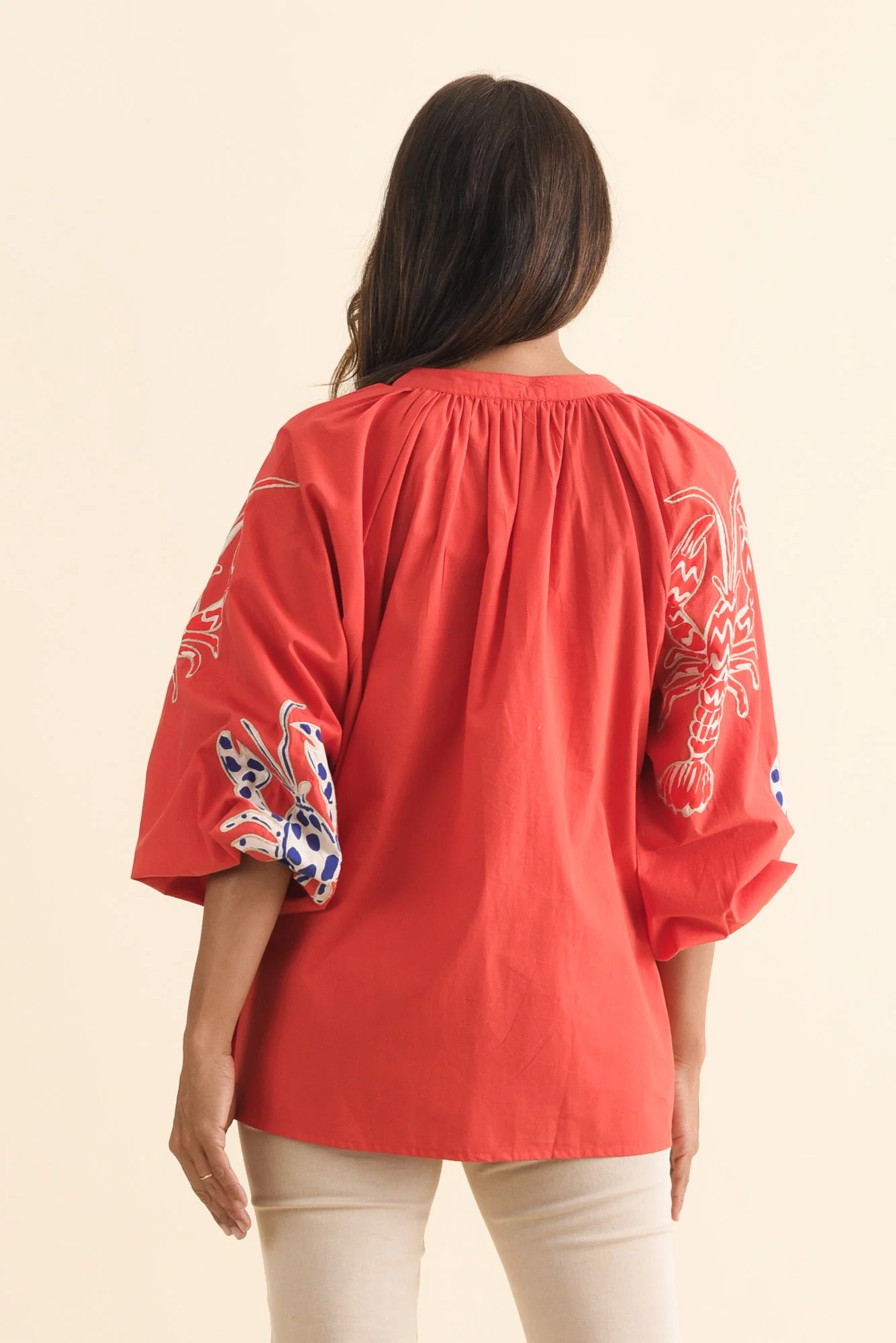 Moni Red Seaside Cotton Blouse - Image 4