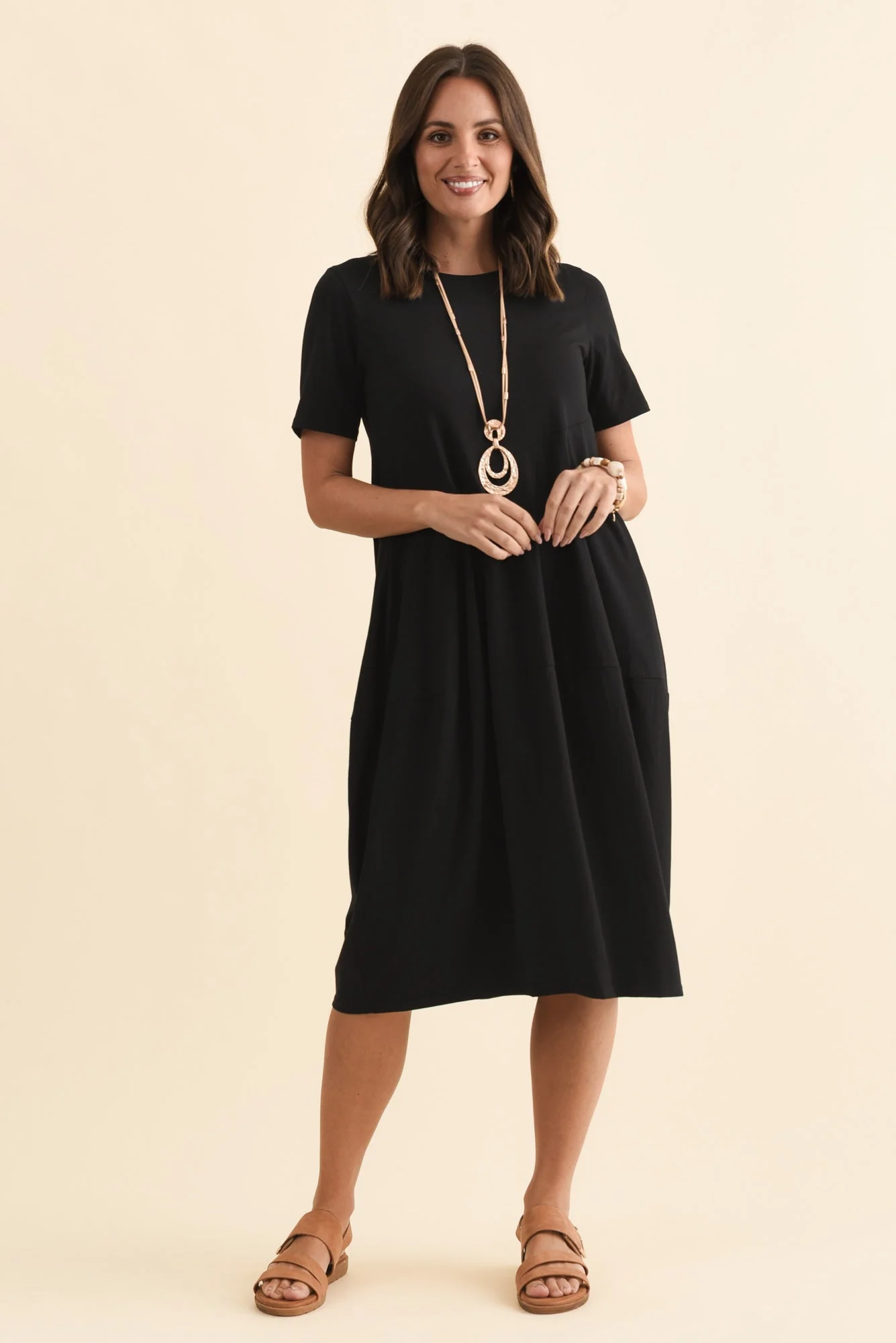 Morgan Black Diagonal Seam Dress - Image 3