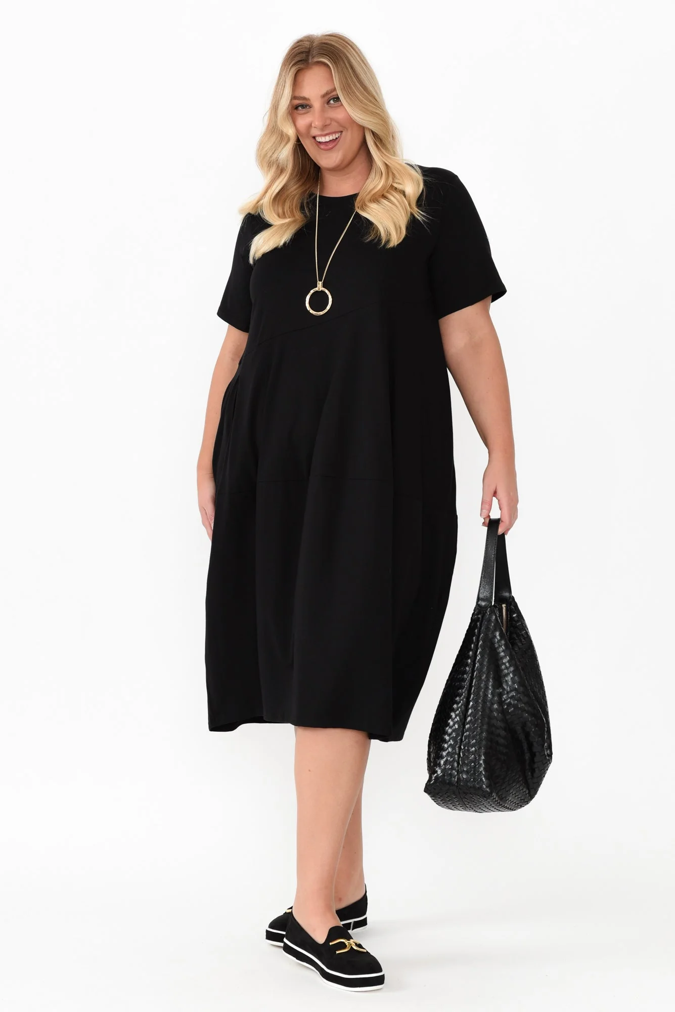 Morgan Black Diagonal Seam Dress - Image 9
