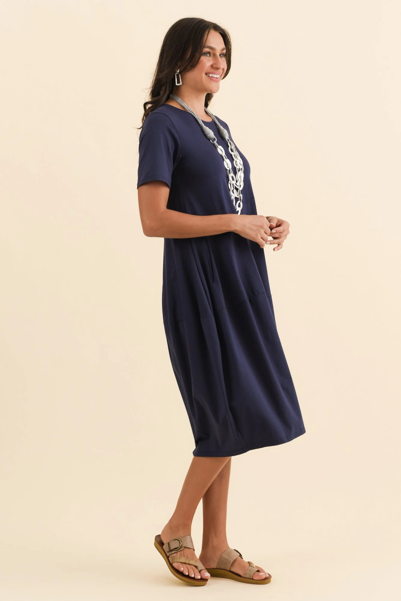 Morgan Indigo Diagonal Seam Dress - Image 4