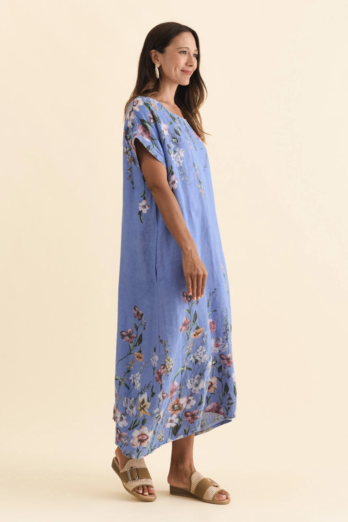 Morrison Blue Floral Linen Pocket Dress - Image 3