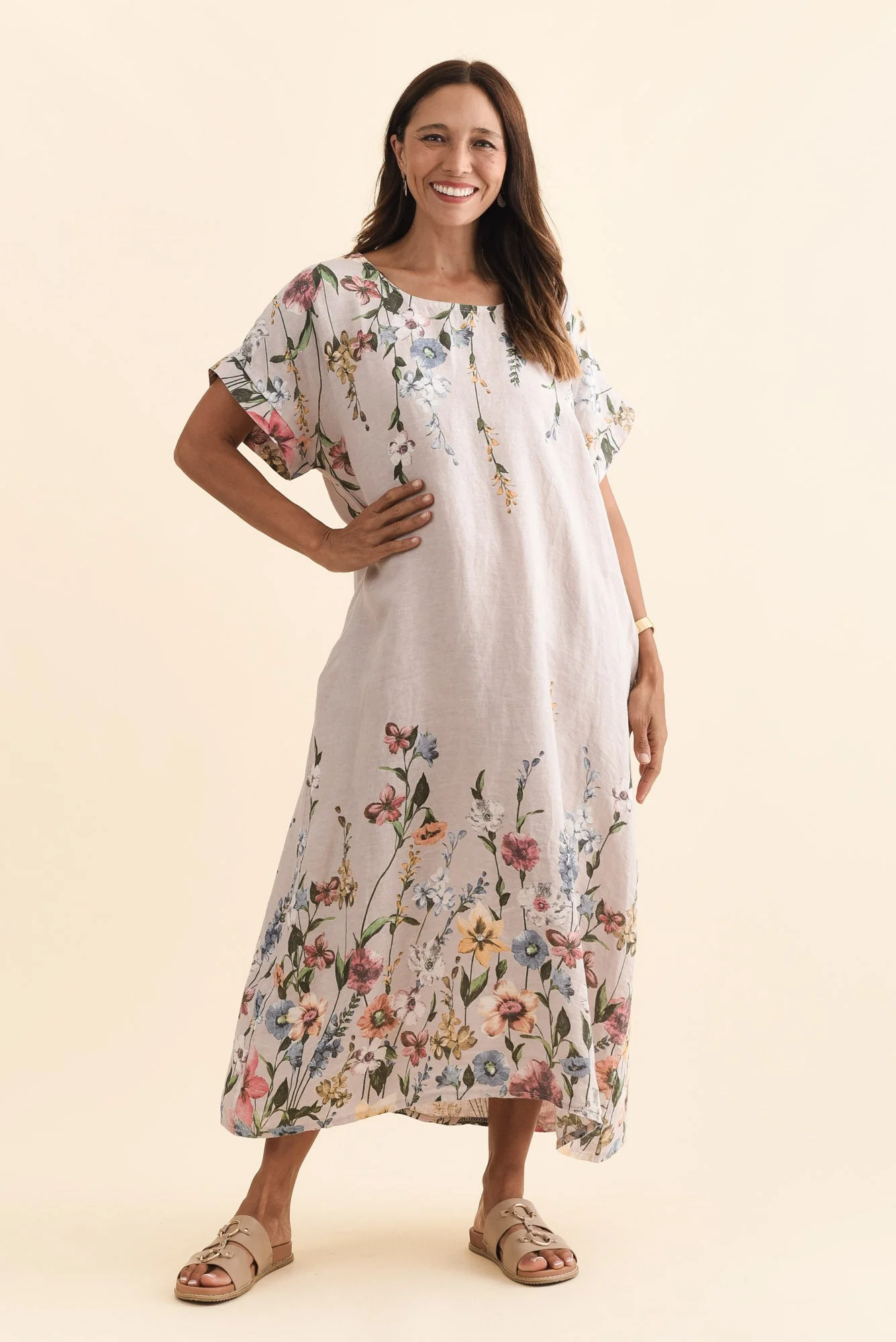 Morrison Blush Floral Linen Pocket Dress - Image 3