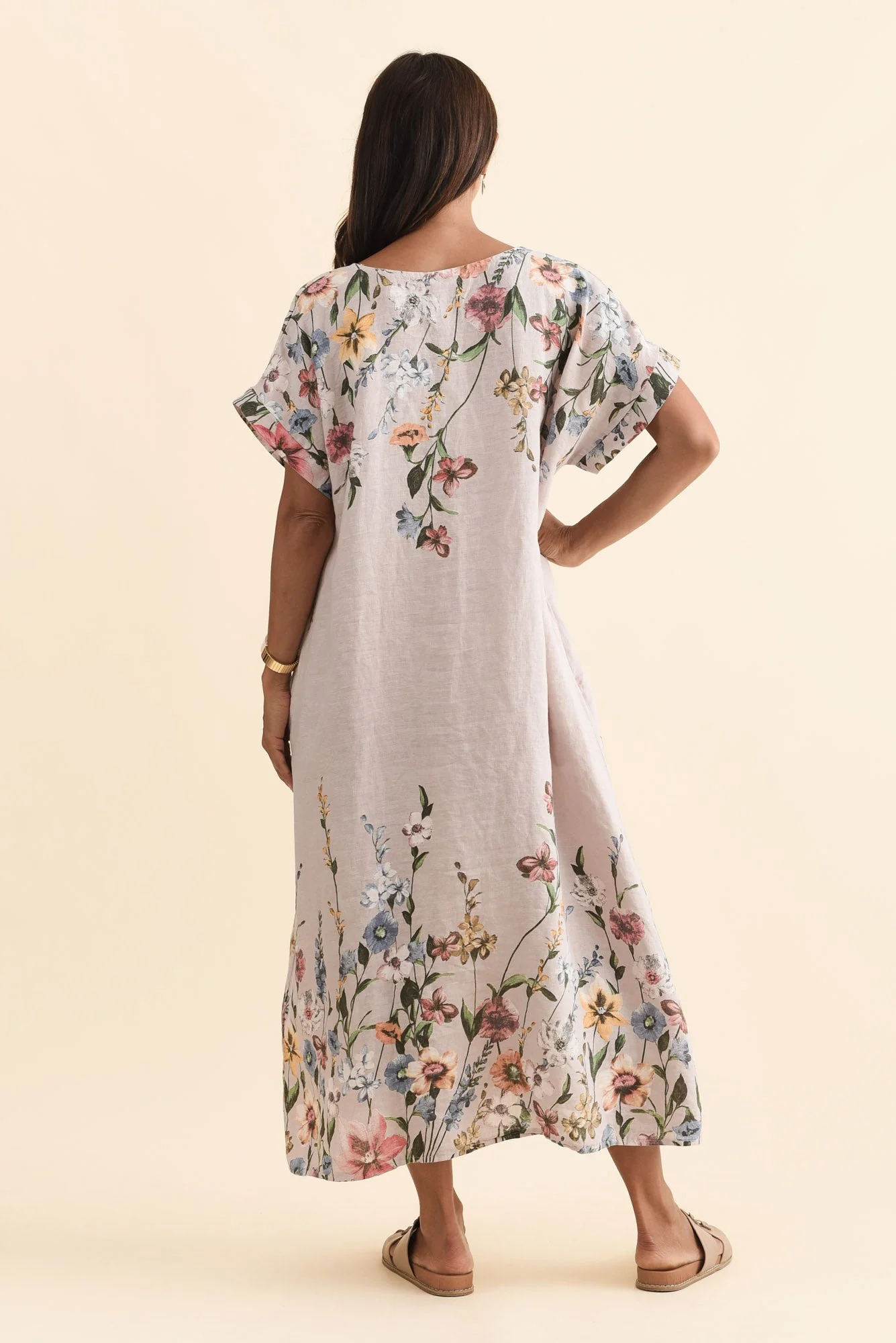 Morrison Blush Floral Linen Pocket Dress - Image 5