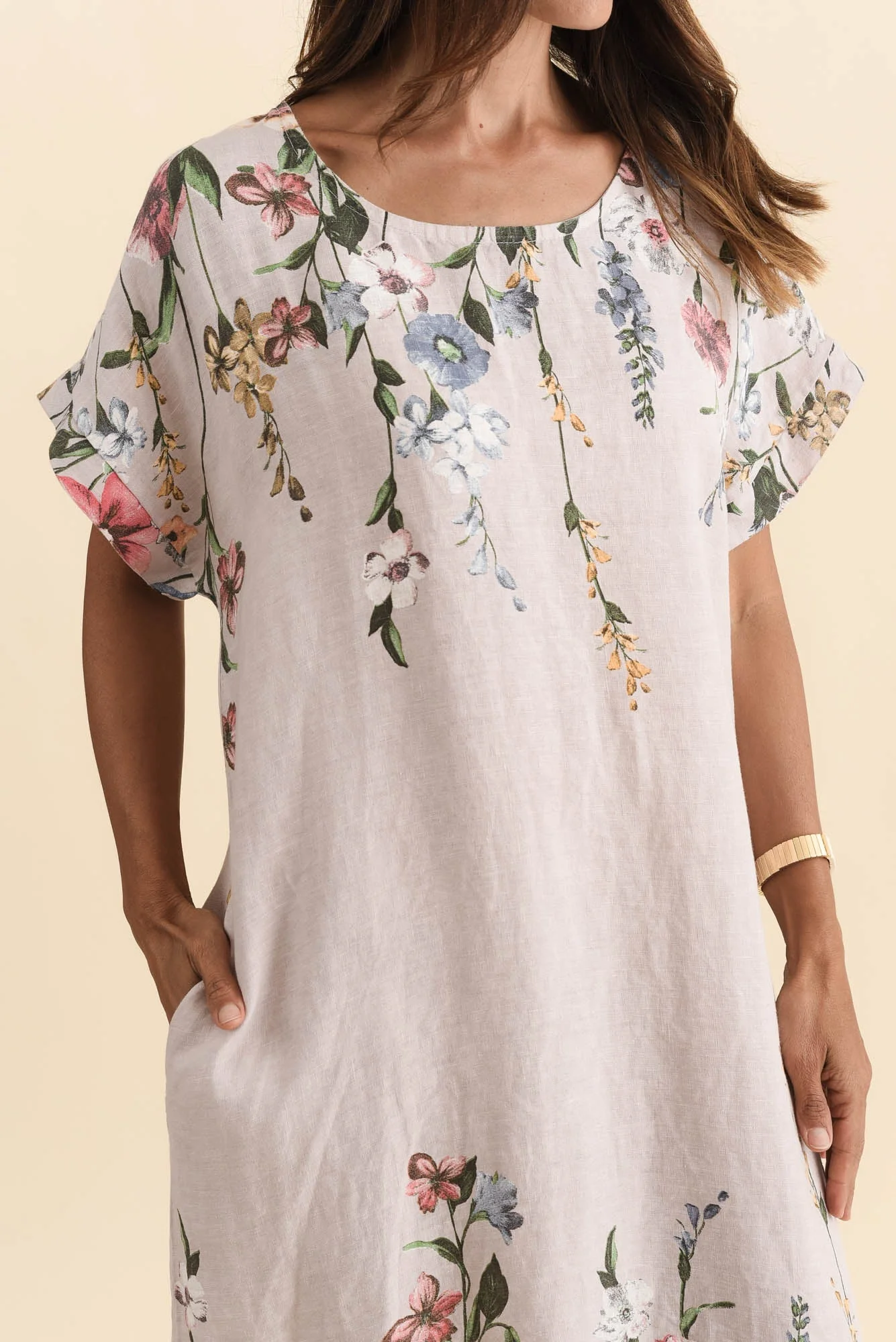 Morrison Blush Floral Linen Pocket Dress - Image 6