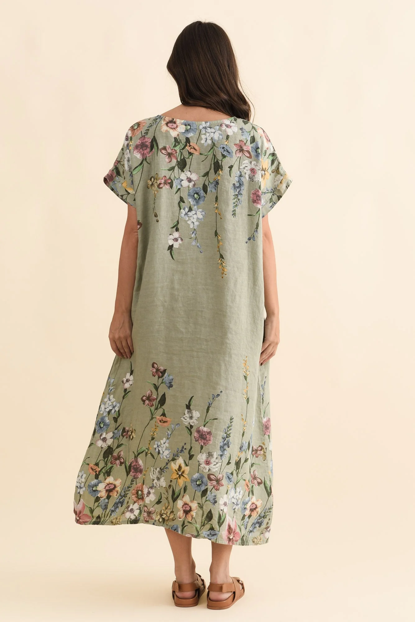 Morrison Sage Floral Linen Pocket Dress - Image 5