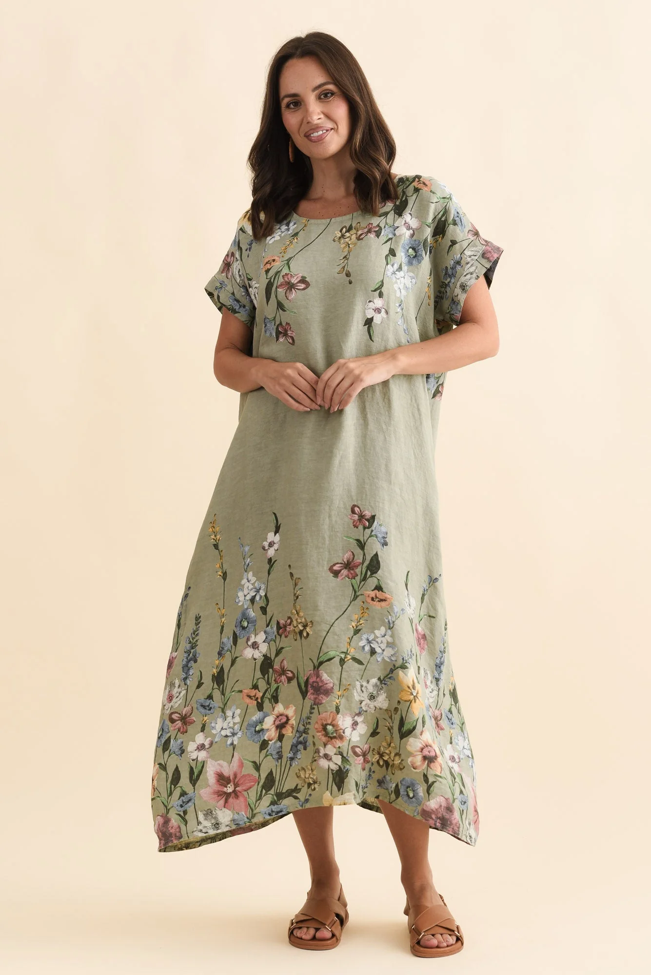 Morrison Sage Floral Linen Pocket Dress - Image 7