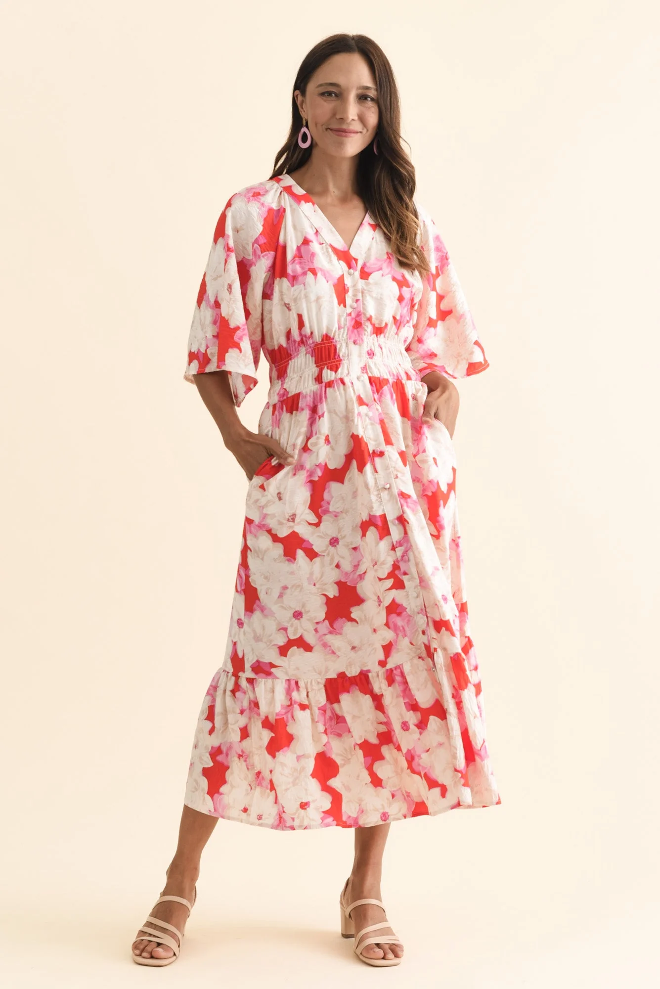 Moxie Red Floral Button Dress - Image 2