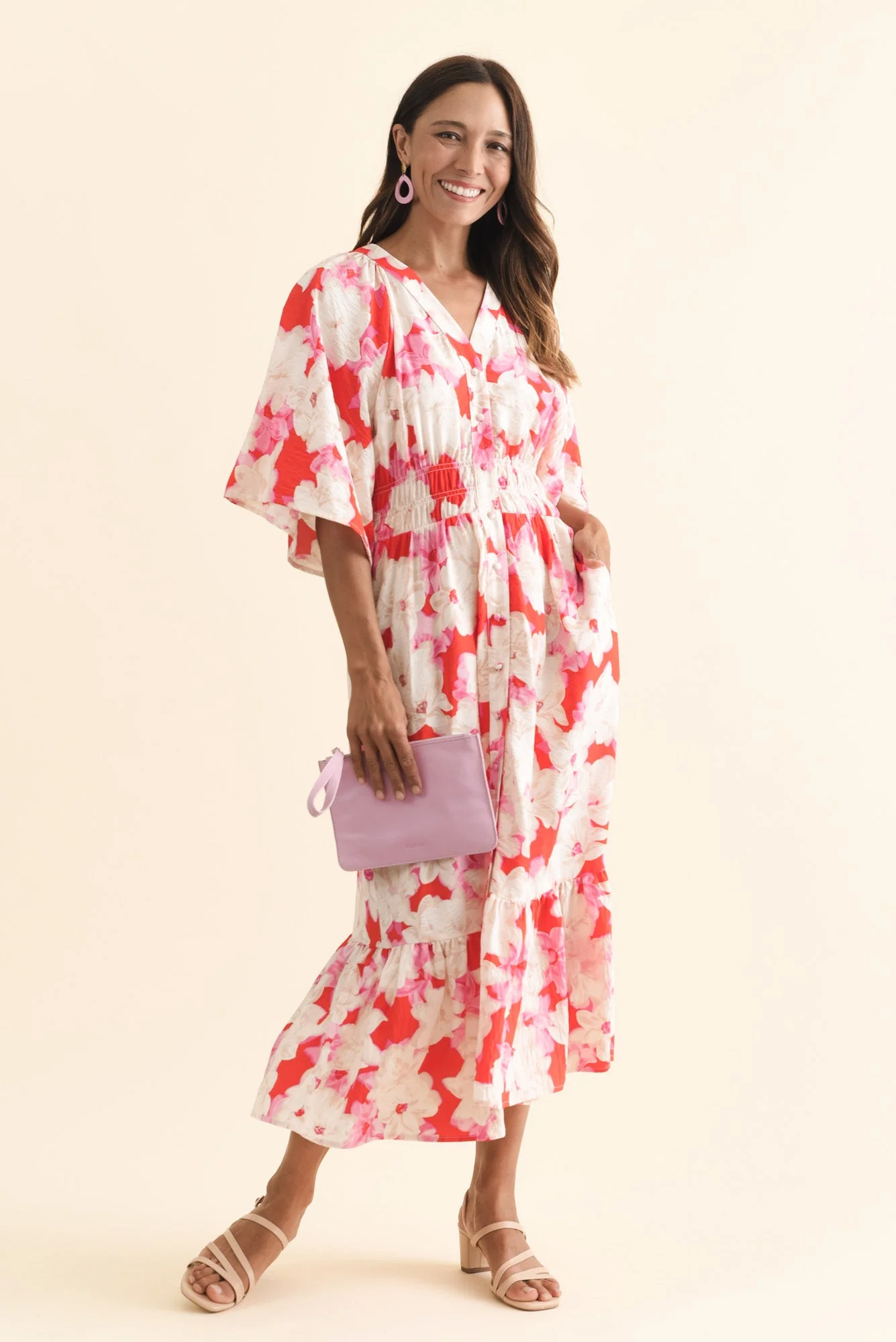 Moxie Red Floral Button Dress - Image 3
