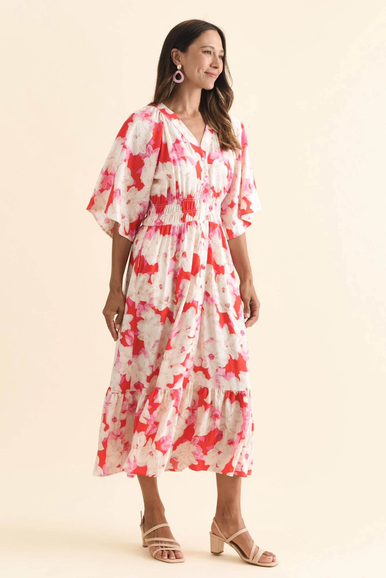 Moxie Red Floral Button Dress - Image 4
