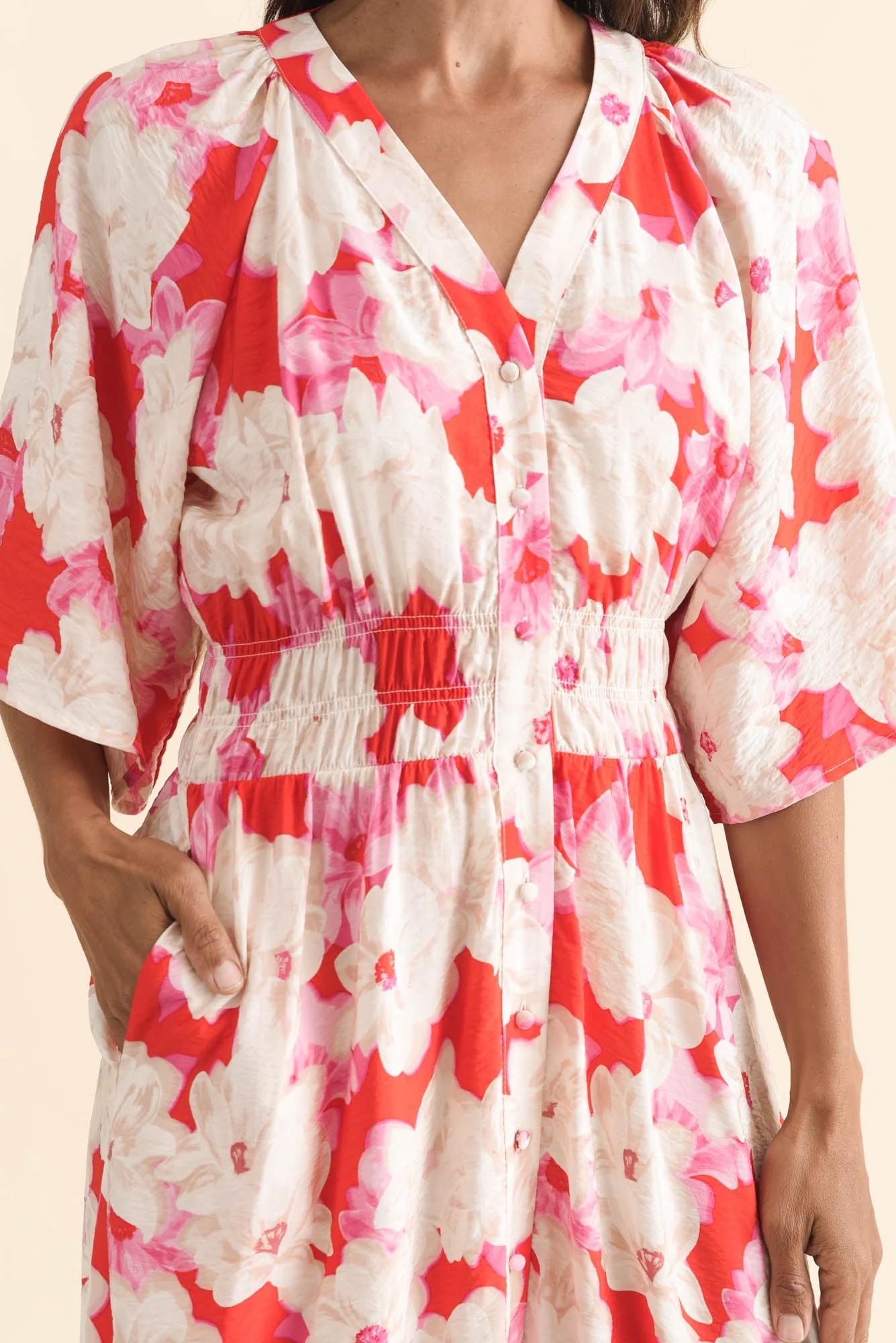 Moxie Red Floral Button Dress - Image 6