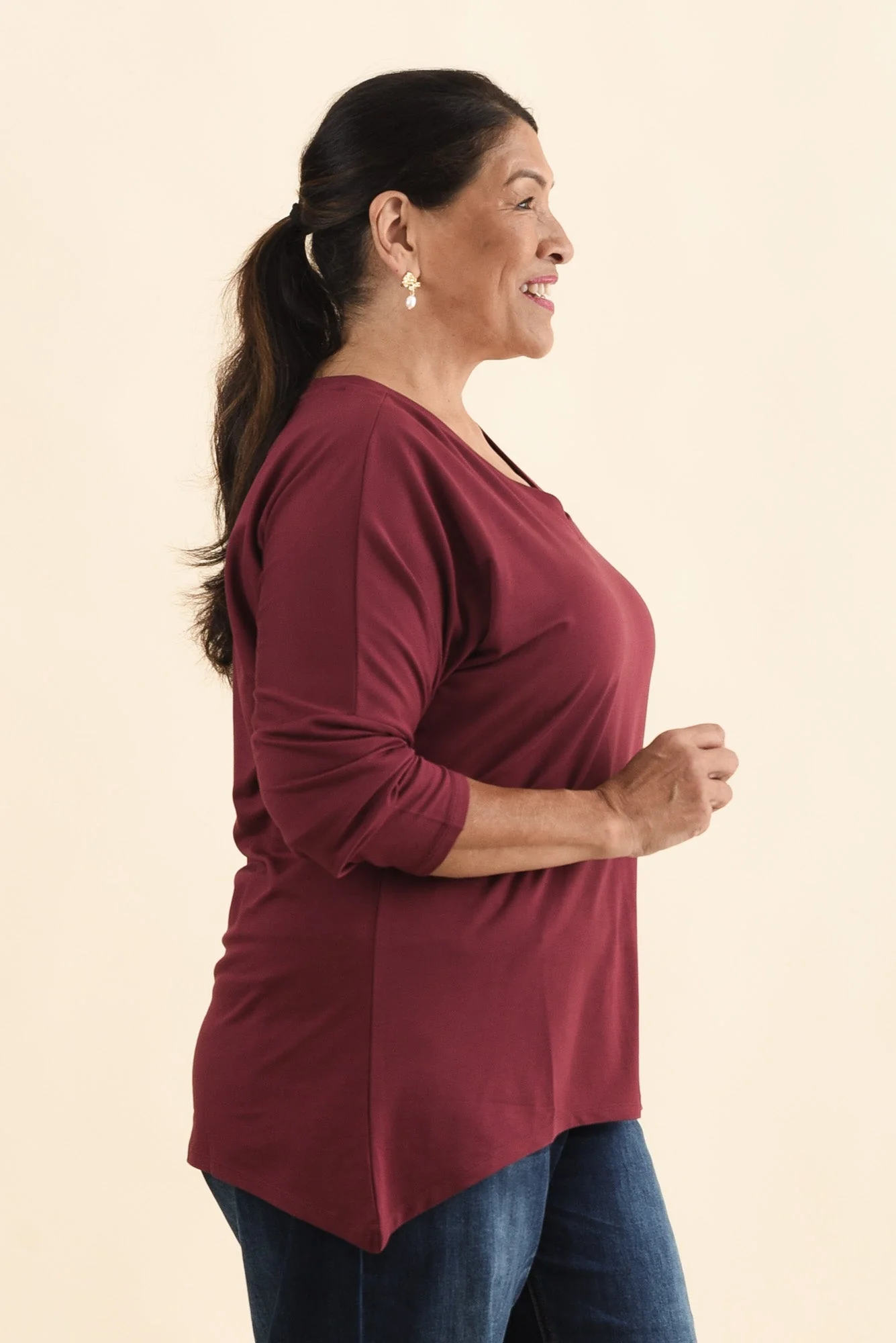 Munich Burgundy V Neck Top - Image 10