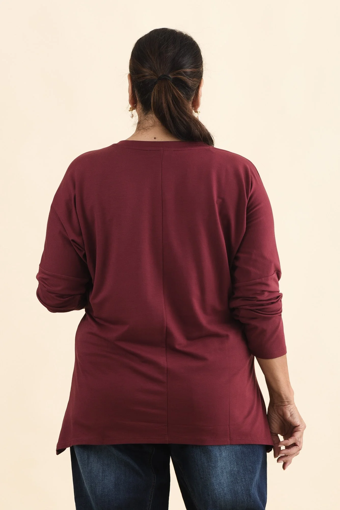 Munich Burgundy V Neck Top - Image 11