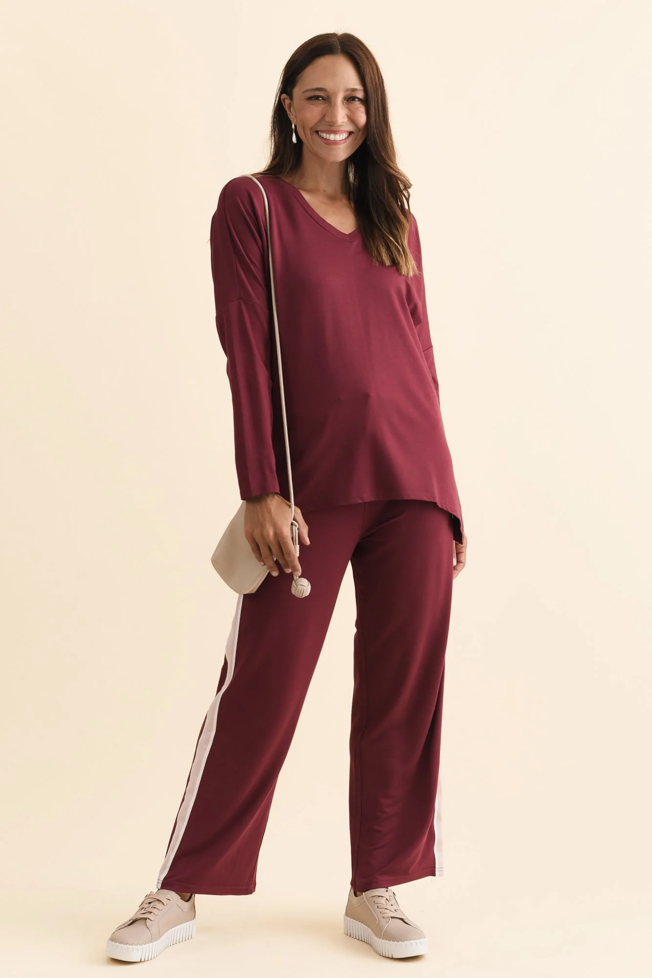 Munich Burgundy V Neck Top - Image 3