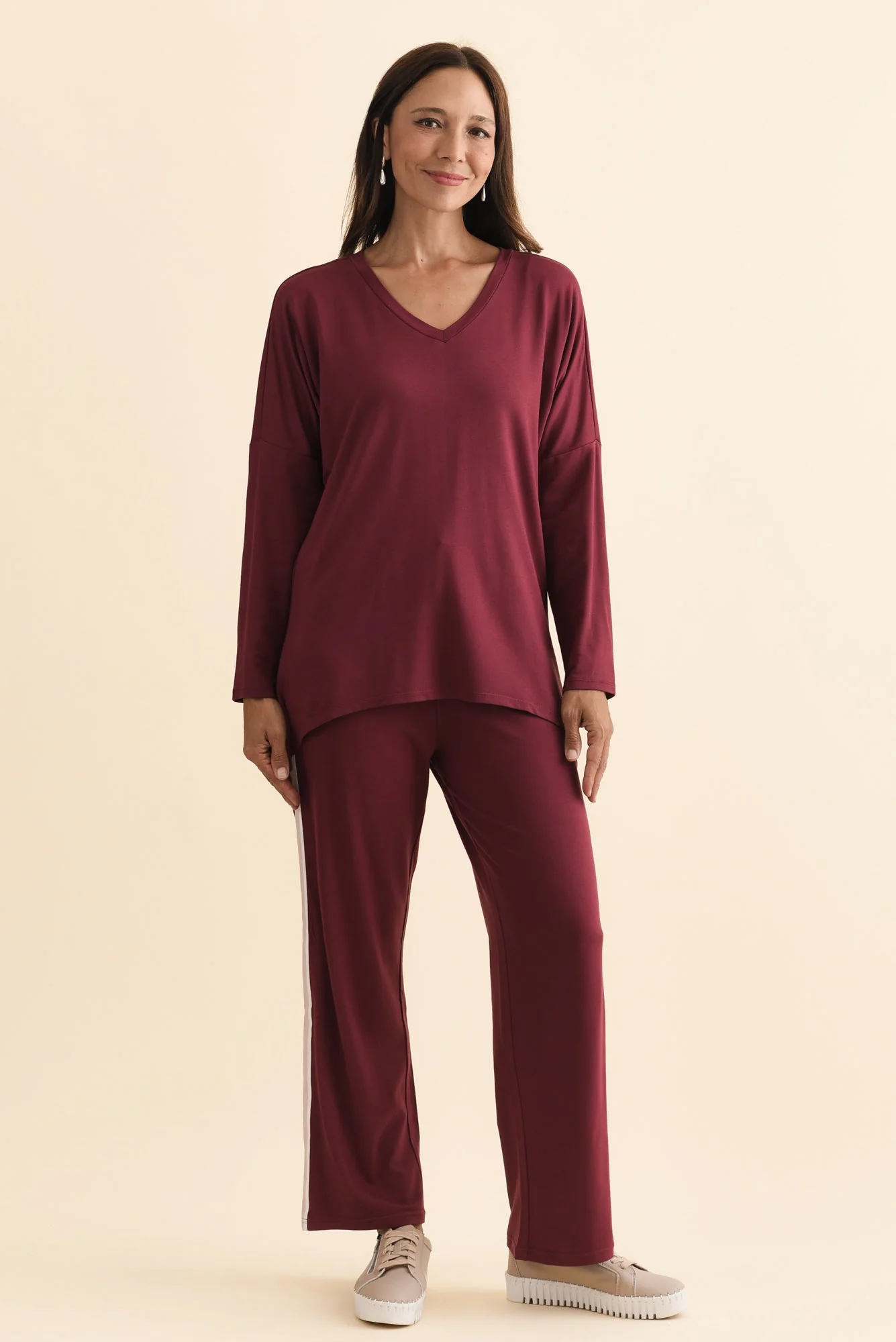 Munich Burgundy V Neck Top - Image 7