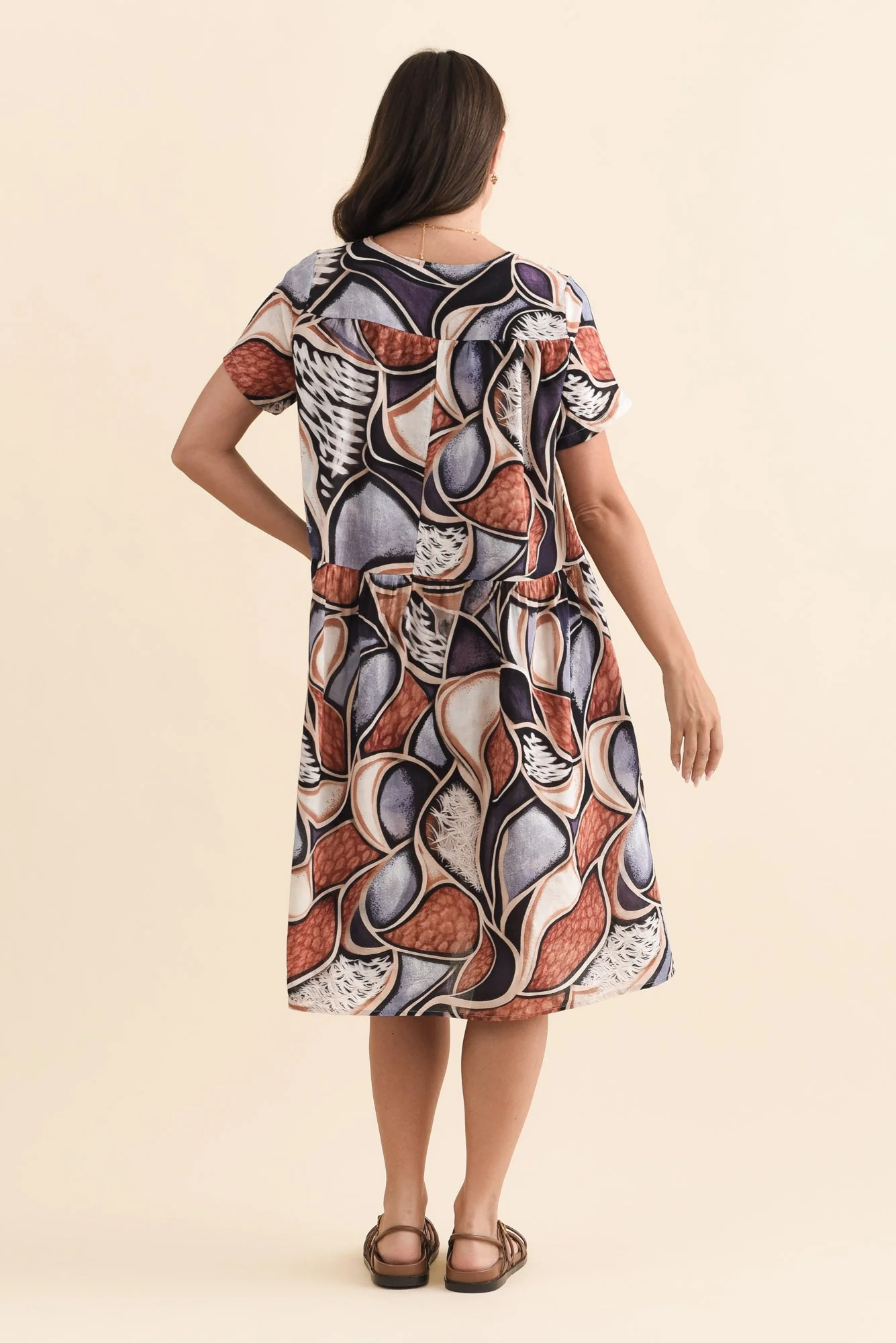 Murano Blue Abstract Cotton Dress - Image 4