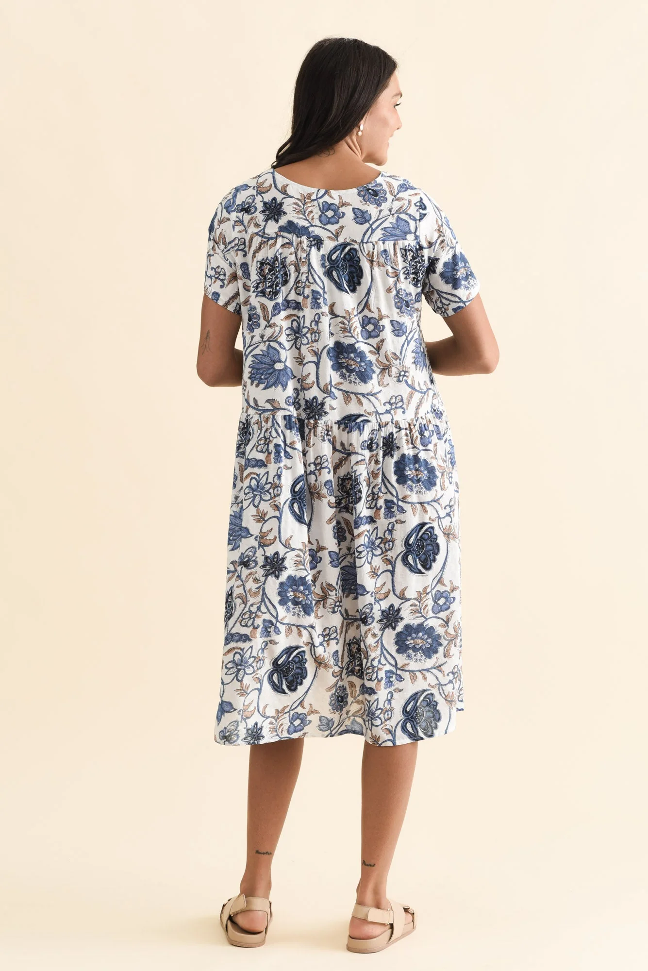 Murano Blue Botanical Cotton Dress - Image 5