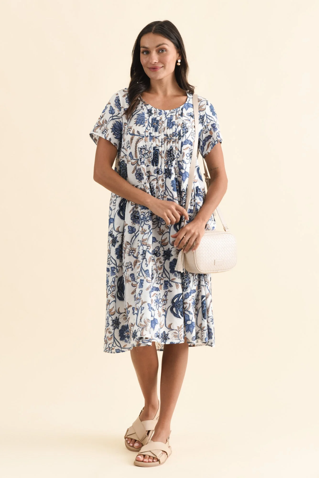 Murano Blue Botanical Cotton Dress - Image 7