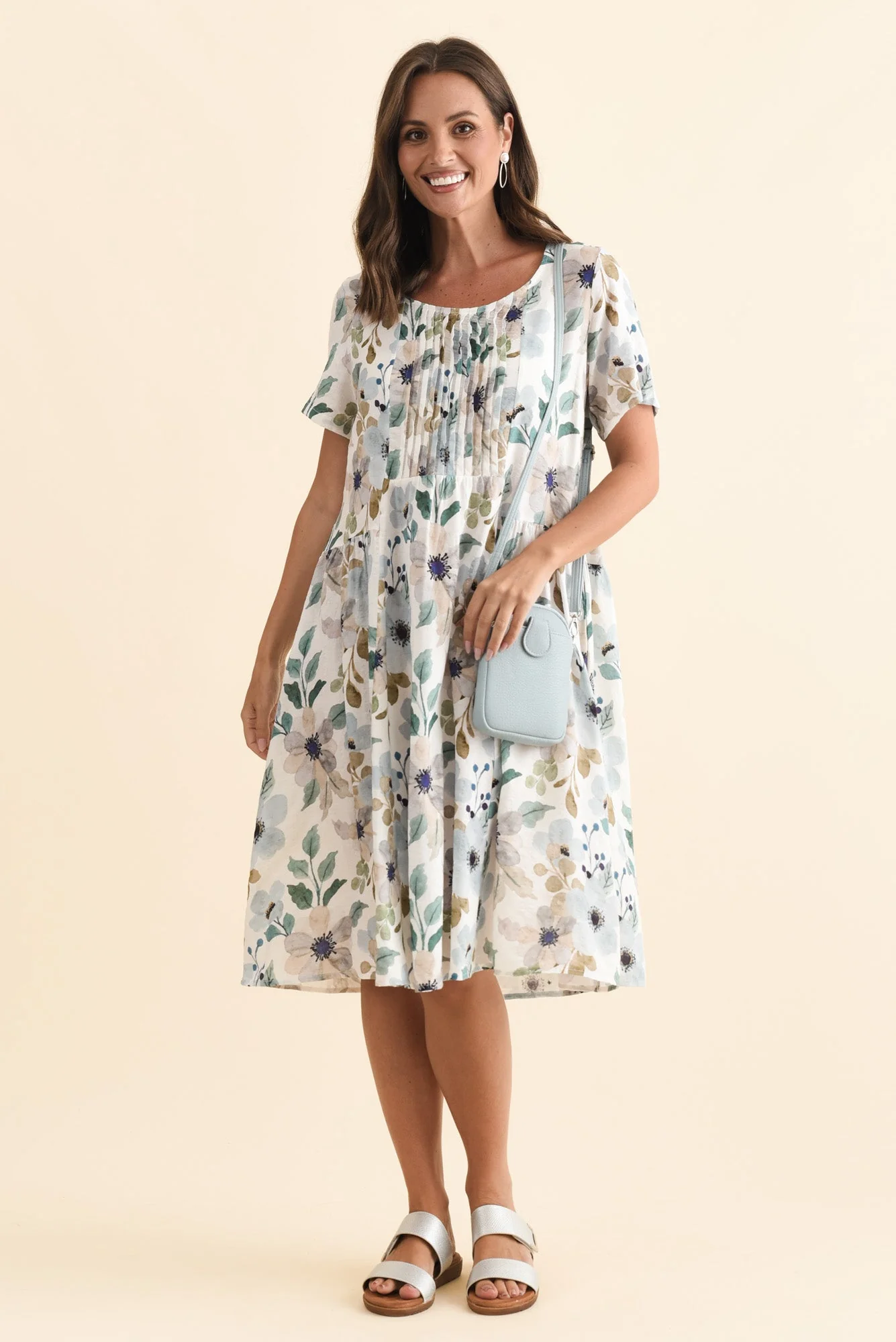 Murano Blue Flower Cotton Dress - Image 2