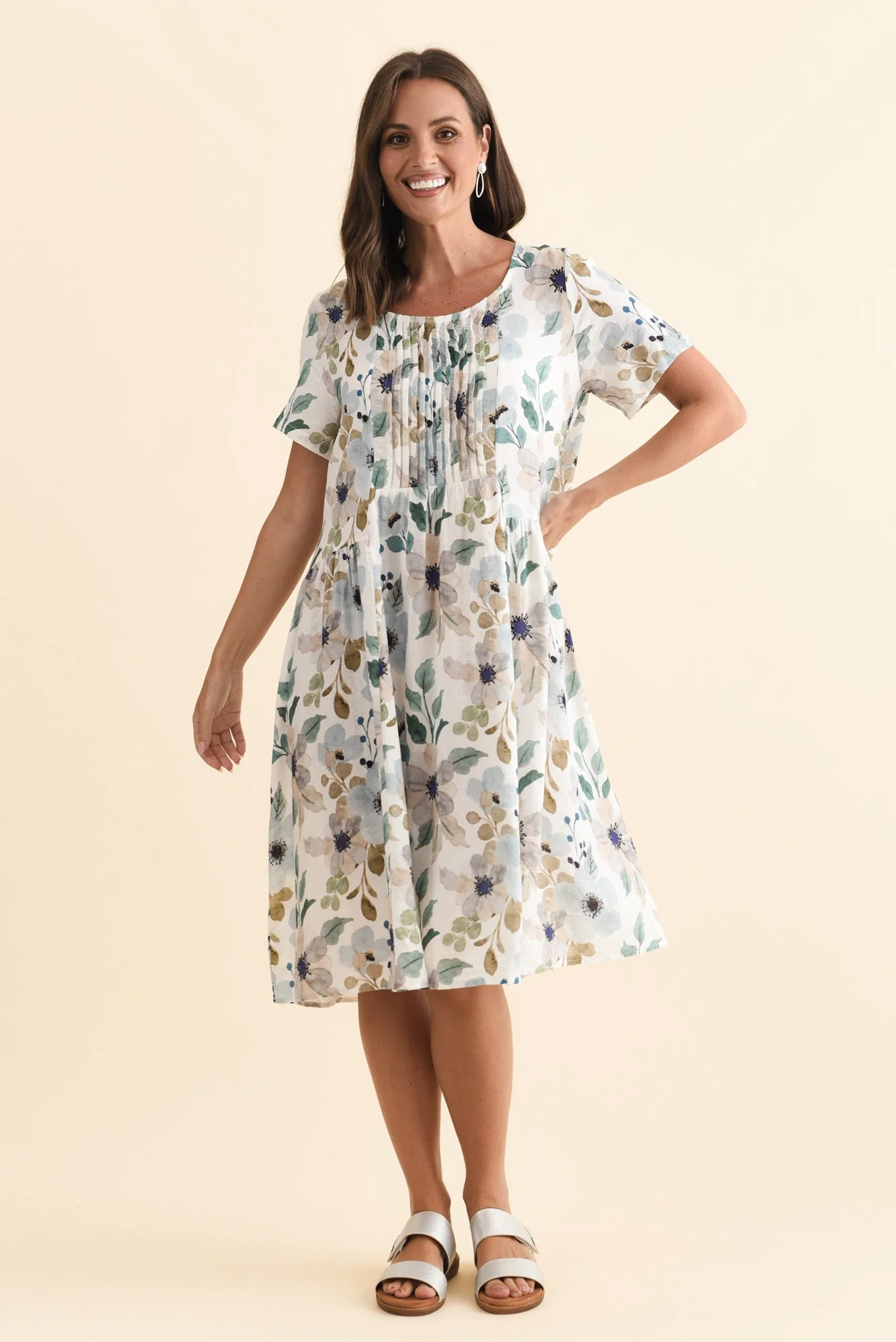 Murano Blue Flower Cotton Dress - Image 3