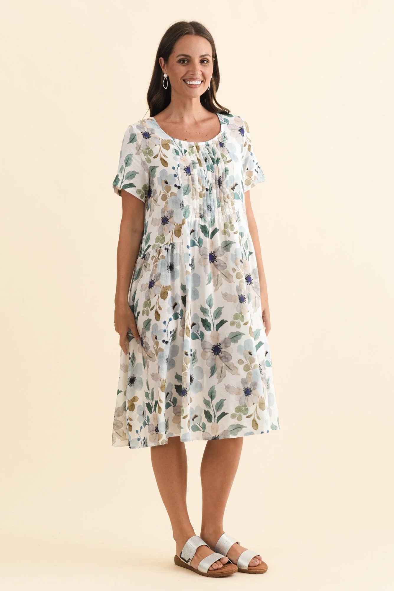 Murano Blue Flower Cotton Dress - Image 4