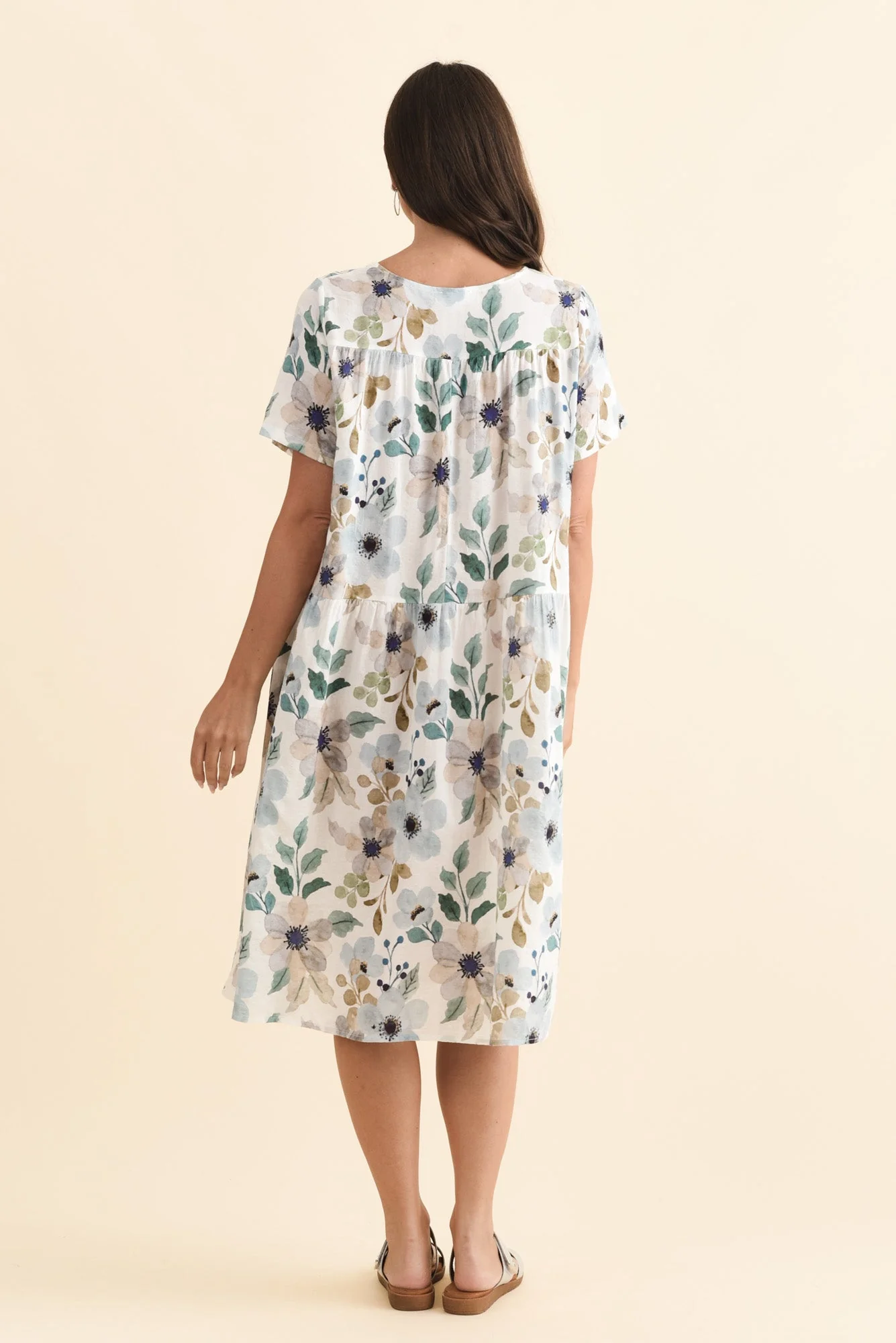 Murano Blue Flower Cotton Dress - Image 5