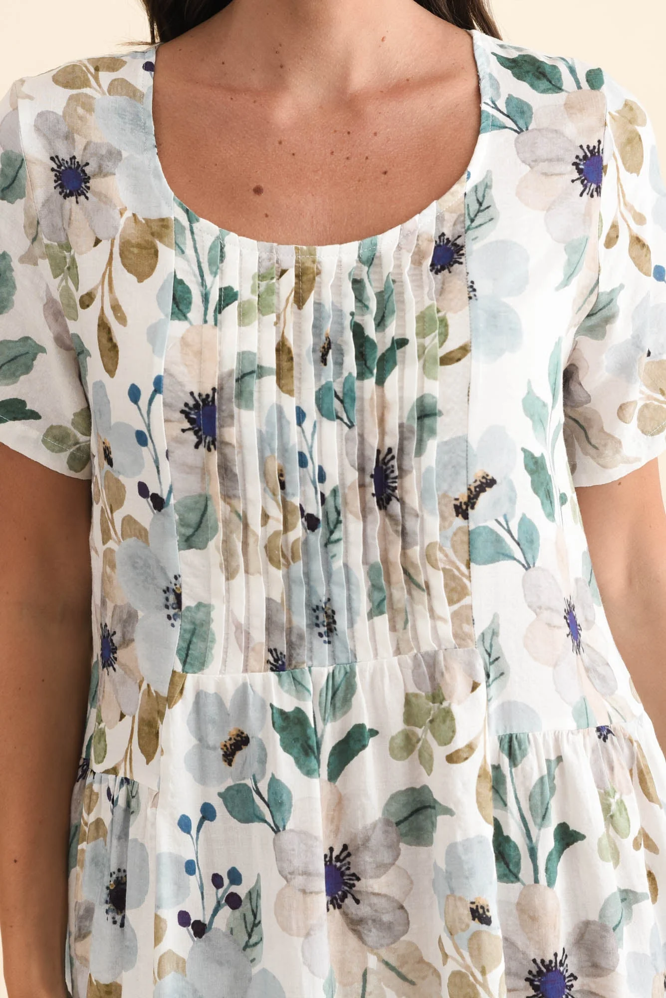 Murano Blue Flower Cotton Dress - Image 6
