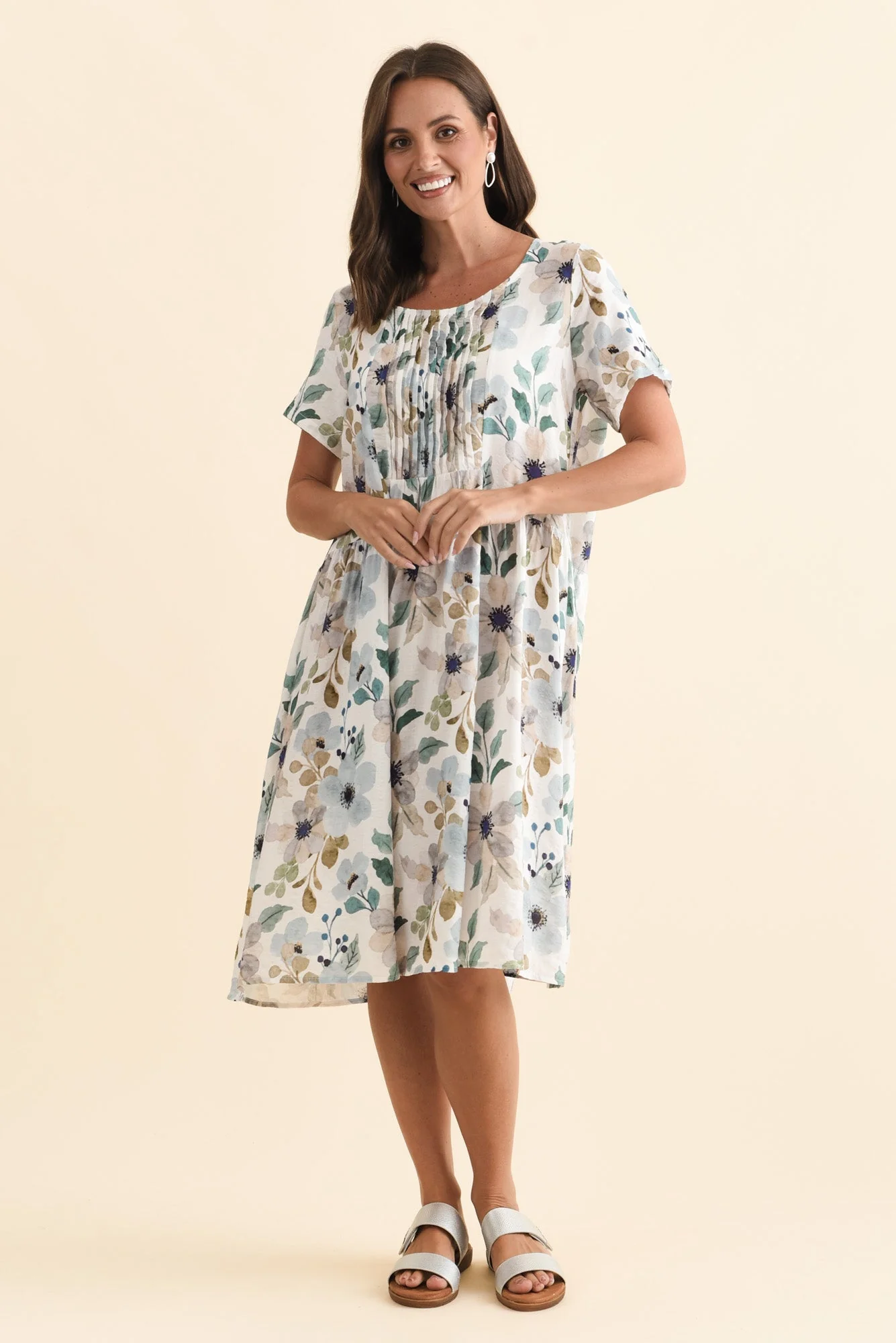 Murano Blue Flower Cotton Dress - Image 7