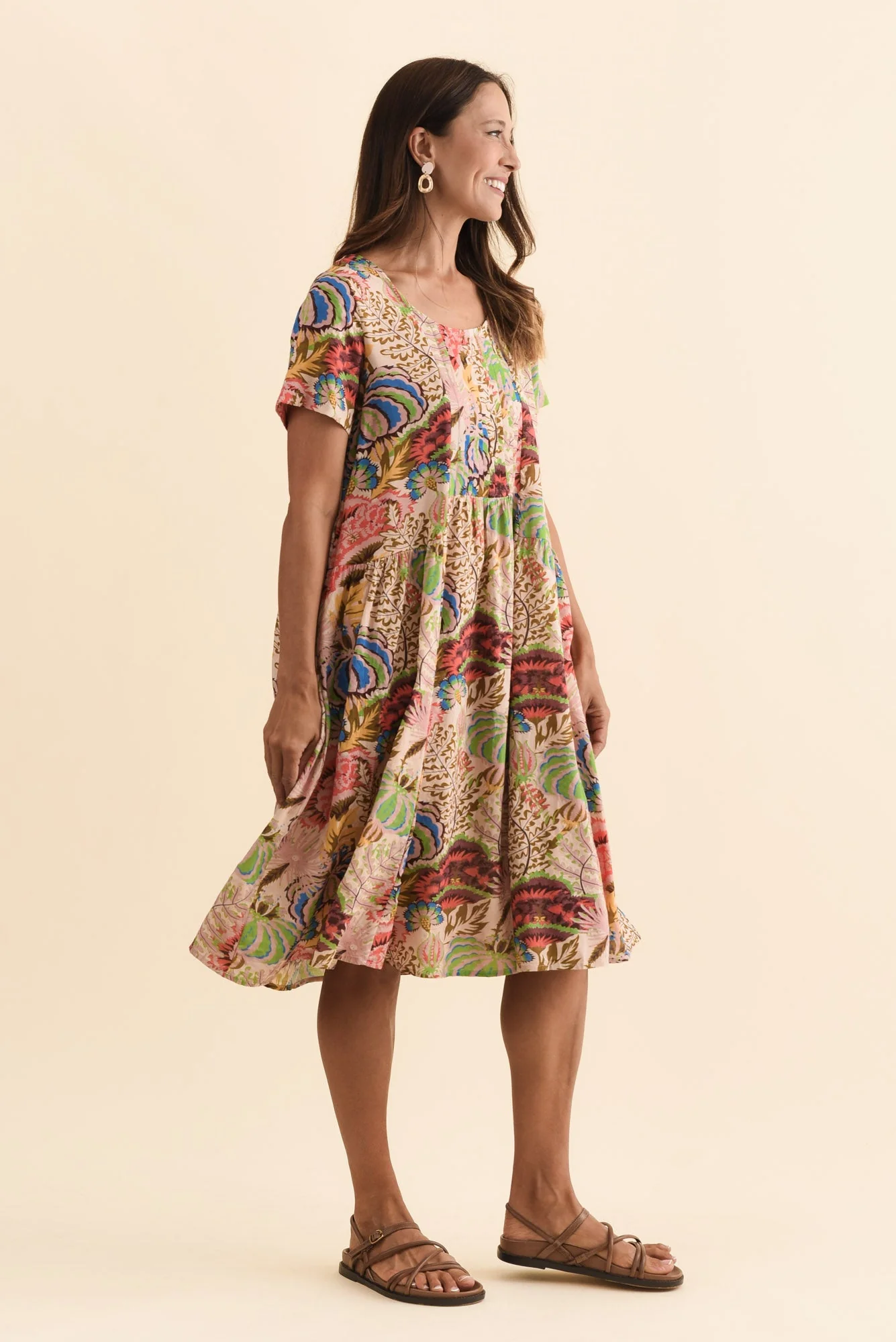 Murano Green Botanical Cotton Dress - Image 3