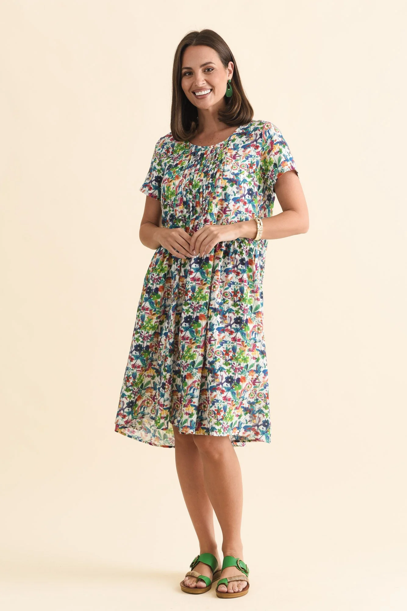 Murano Green Floral Cotton Dress - Image 6