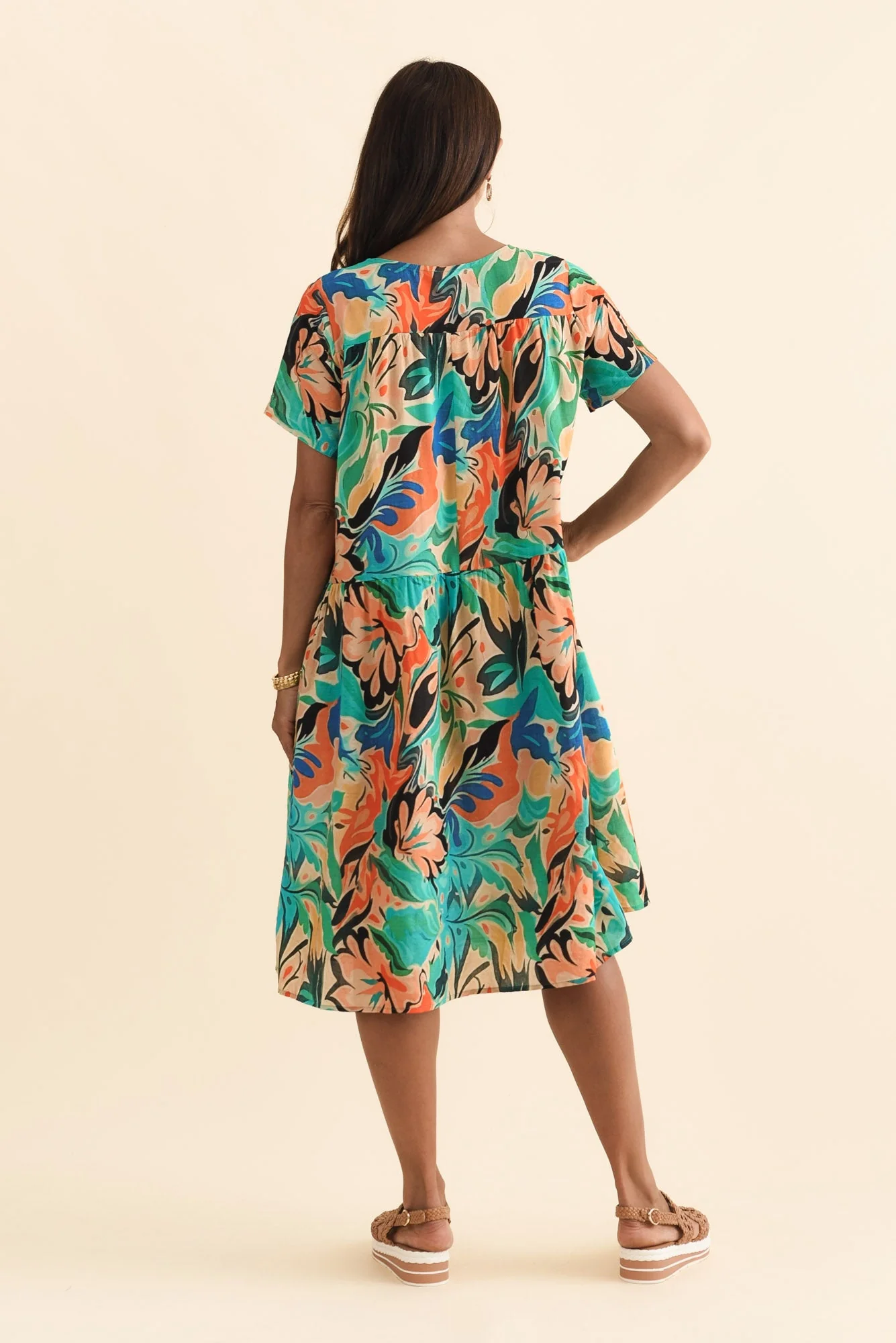 Murano Green Garden Cotton Dress - Image 5