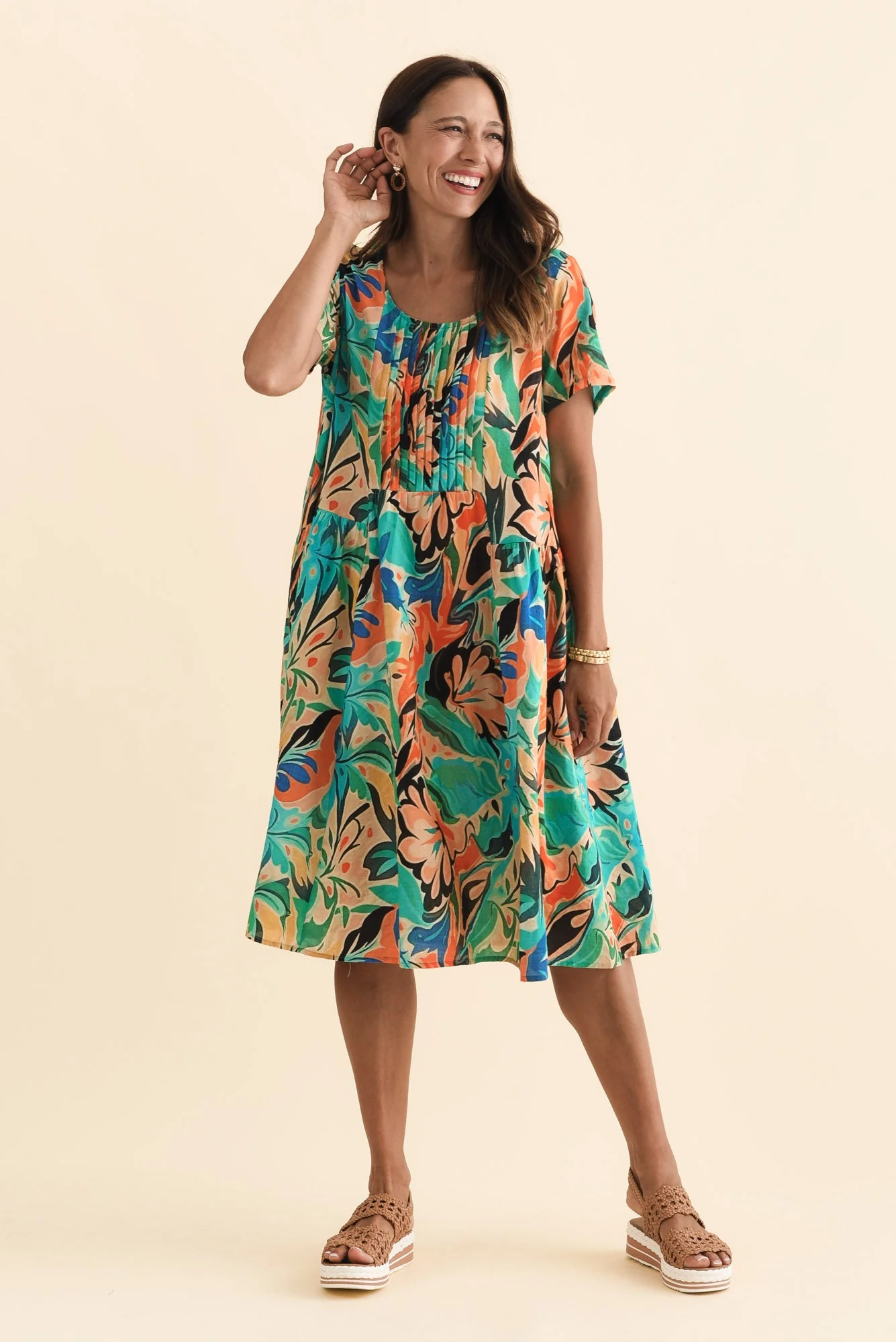 Murano Green Garden Cotton Dress - Image 7