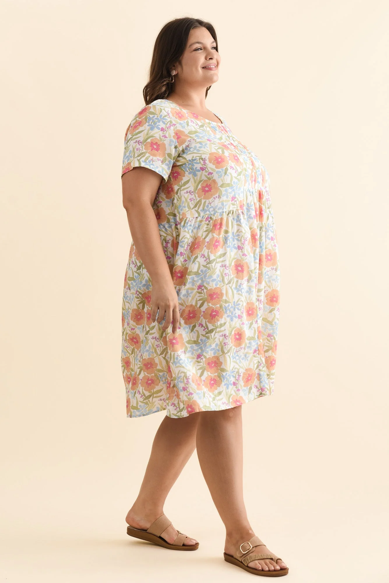 Murano Orange Flower Cotton Dress - Image 10