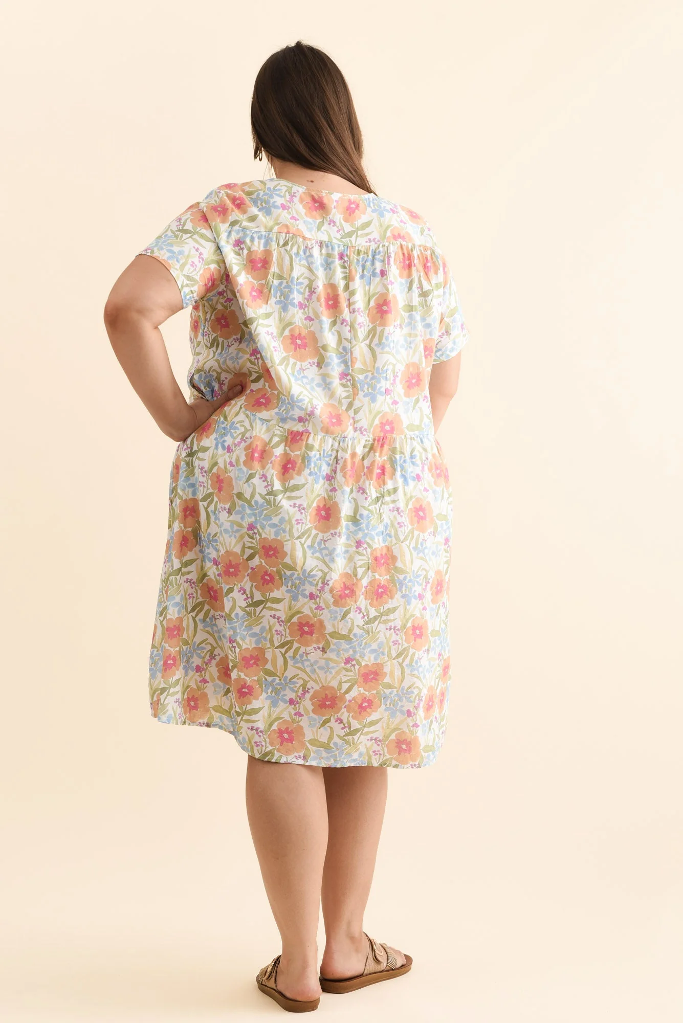 Murano Orange Flower Cotton Dress - Image 11