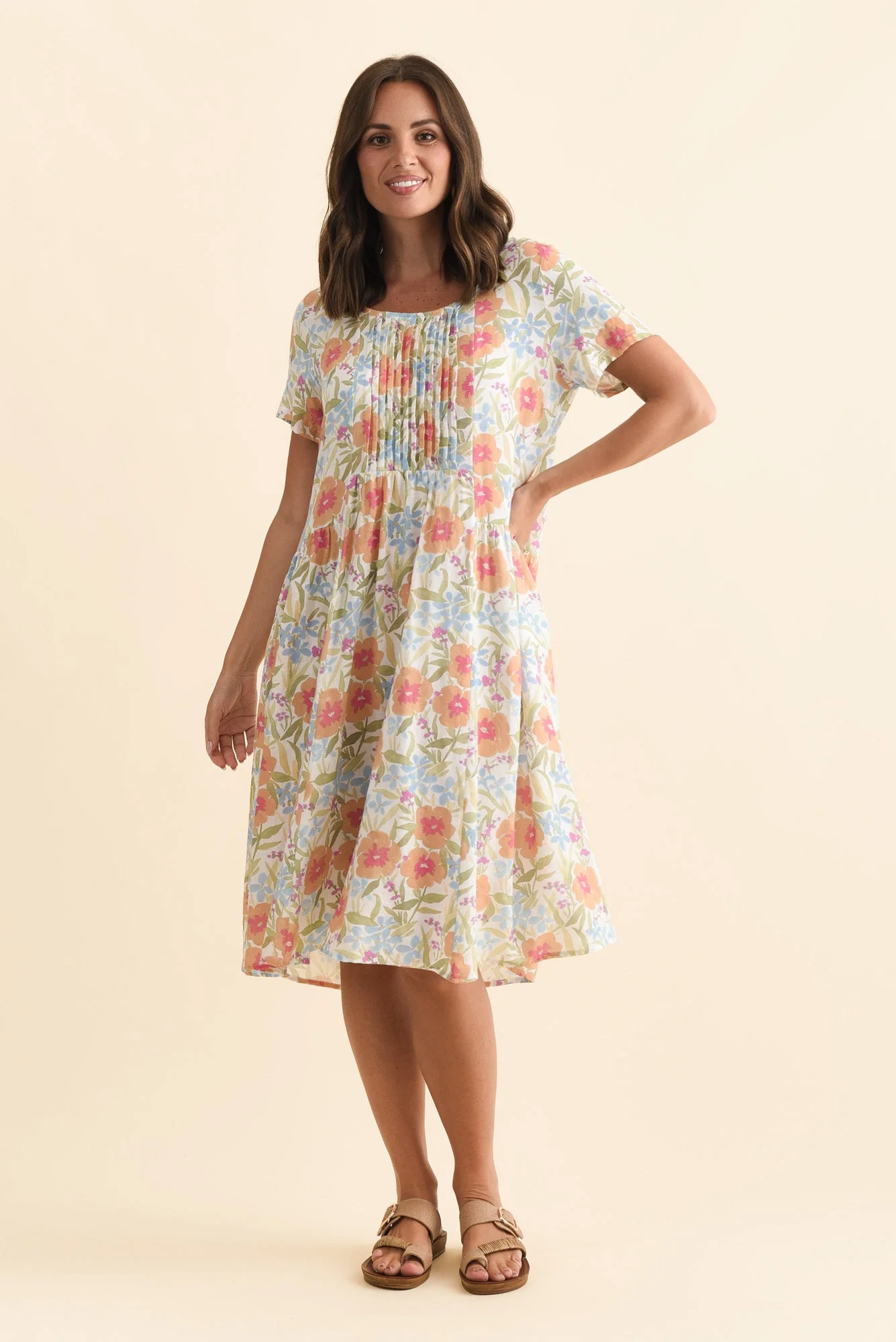 Murano Orange Flower Cotton Dress - Image 2