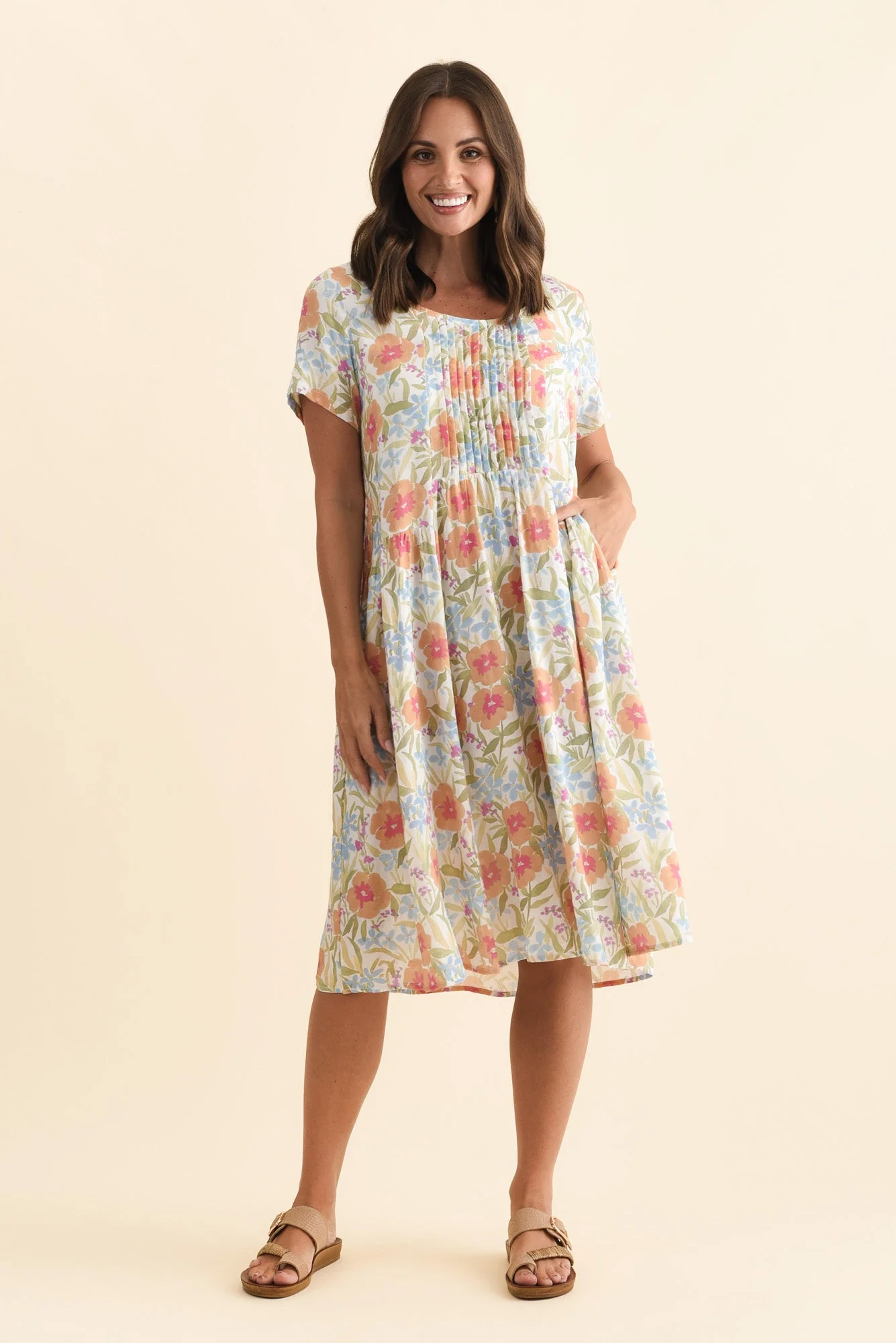 Murano Orange Flower Cotton Dress - Image 3
