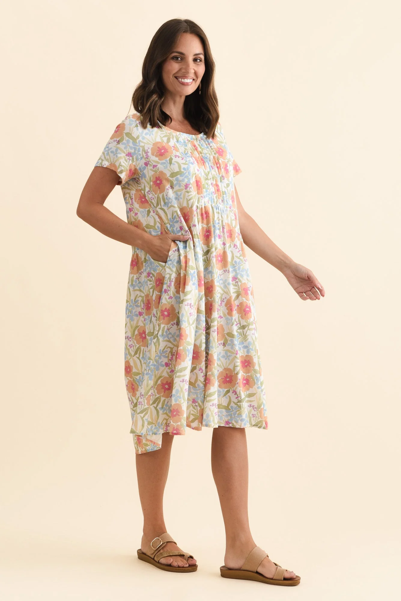 Murano Orange Flower Cotton Dress - Image 4