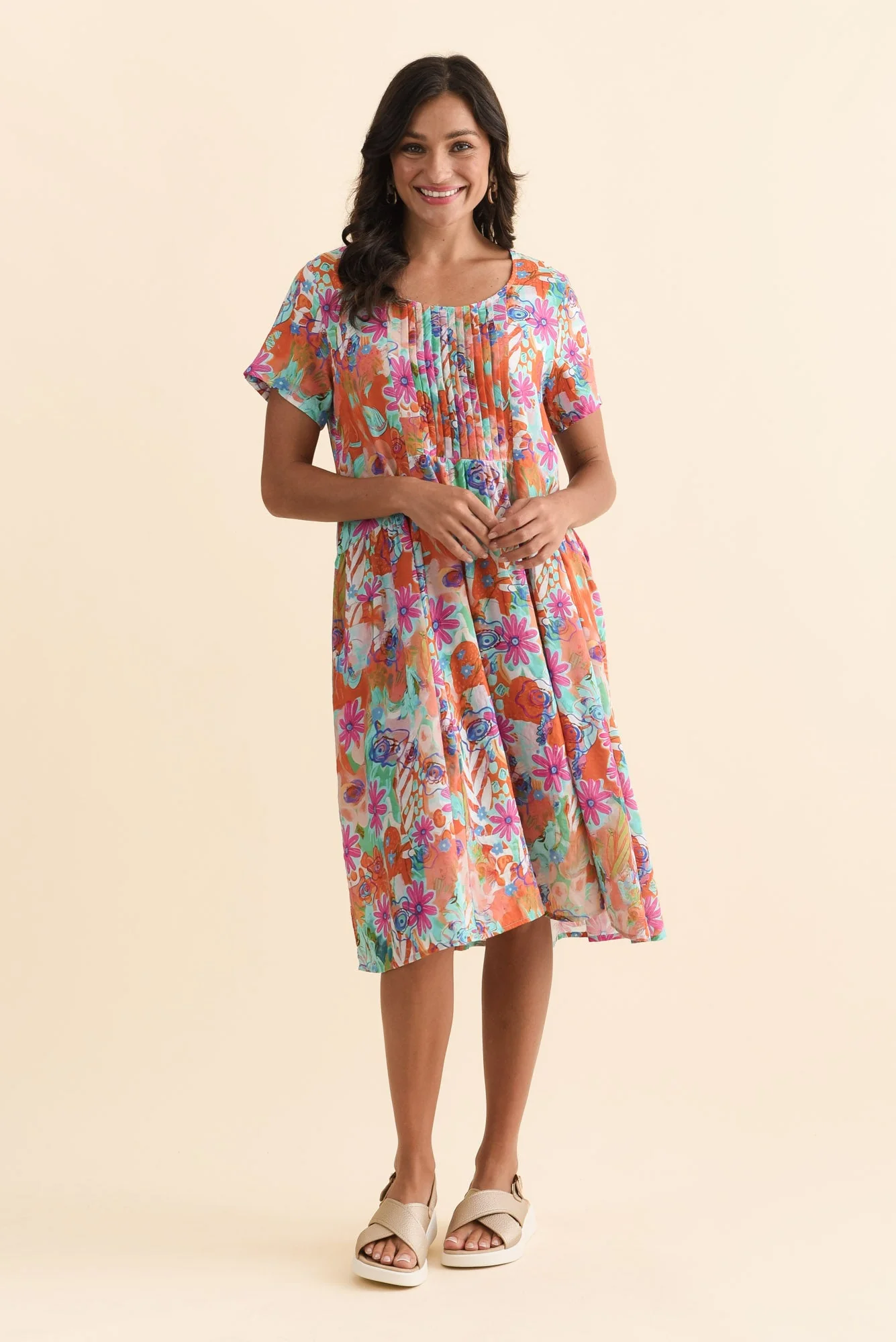 Murano Orange Garden Cotton Dress - Image 6